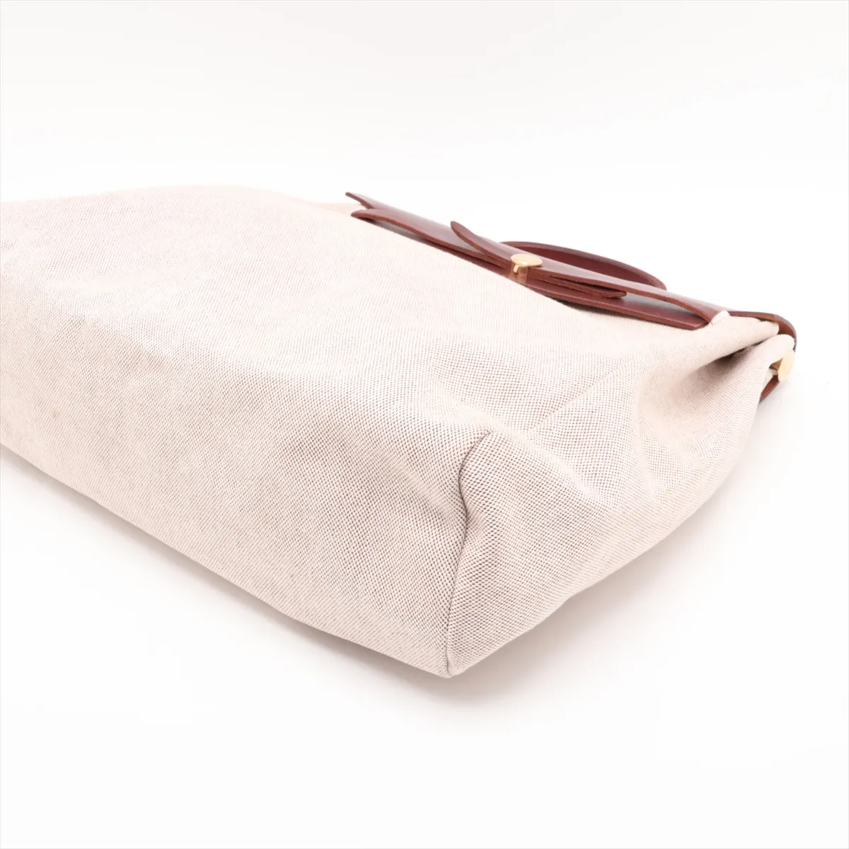 Herbag MM Toile H x Vache Hunter Beige x Brown Gold Hardware E: 2001 Missing stopper — view 3