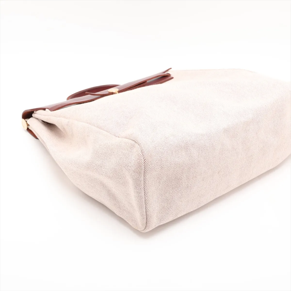 Herbag MM Toile H x Vache Hunter Beige x Brown Gold Hardware E: 2001 Missing stopper — view 4