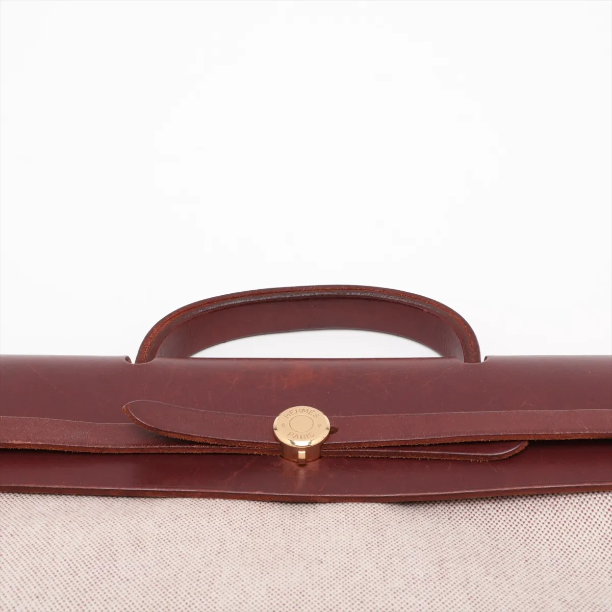 Herbag MM Toile H x Vache Hunter Beige x Brown Gold Hardware E: 2001 Missing stopper — view 6
