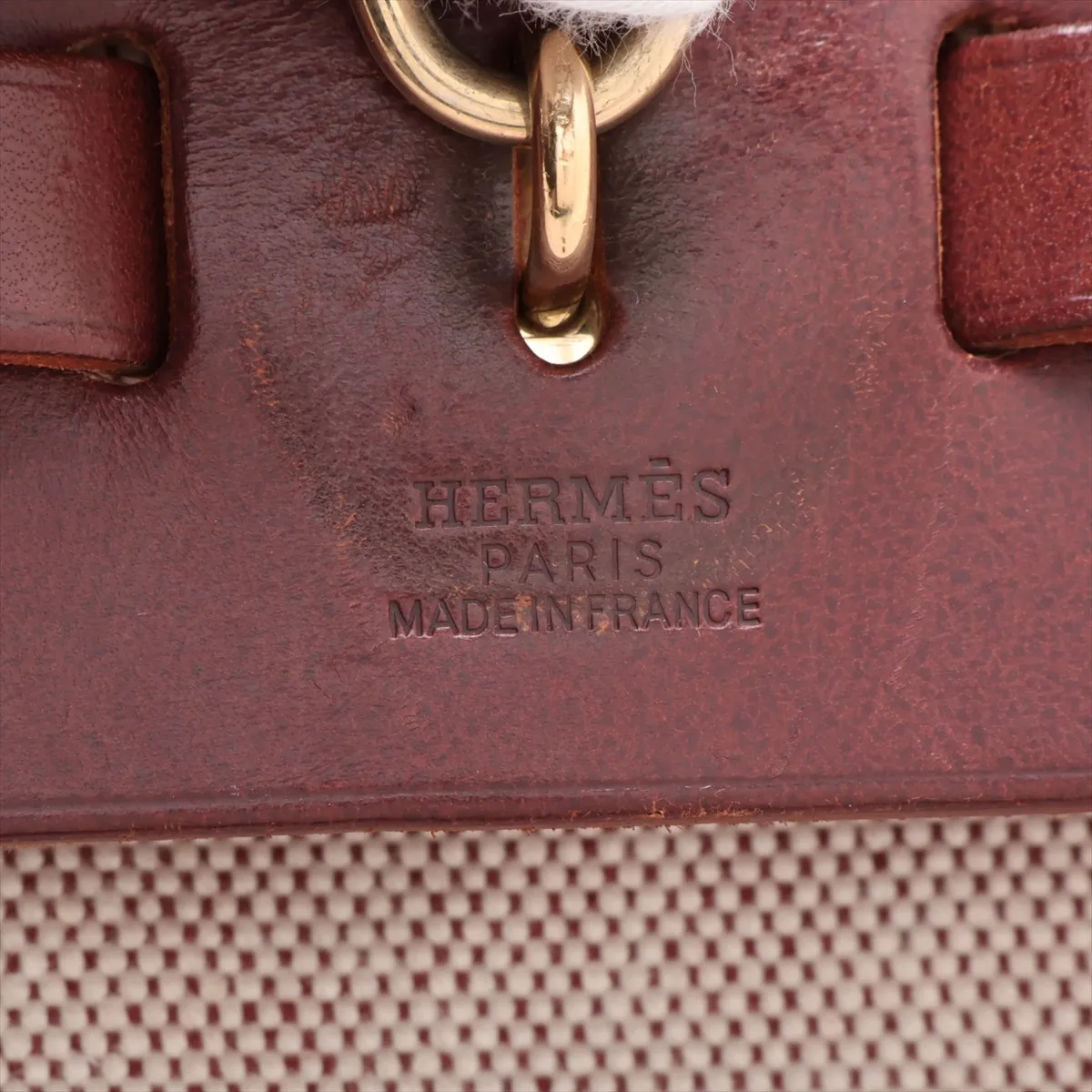 Herbag MM Toile H x Vache Hunter Beige x Brown Gold Hardware E: 2001 Missing stopper — view 9