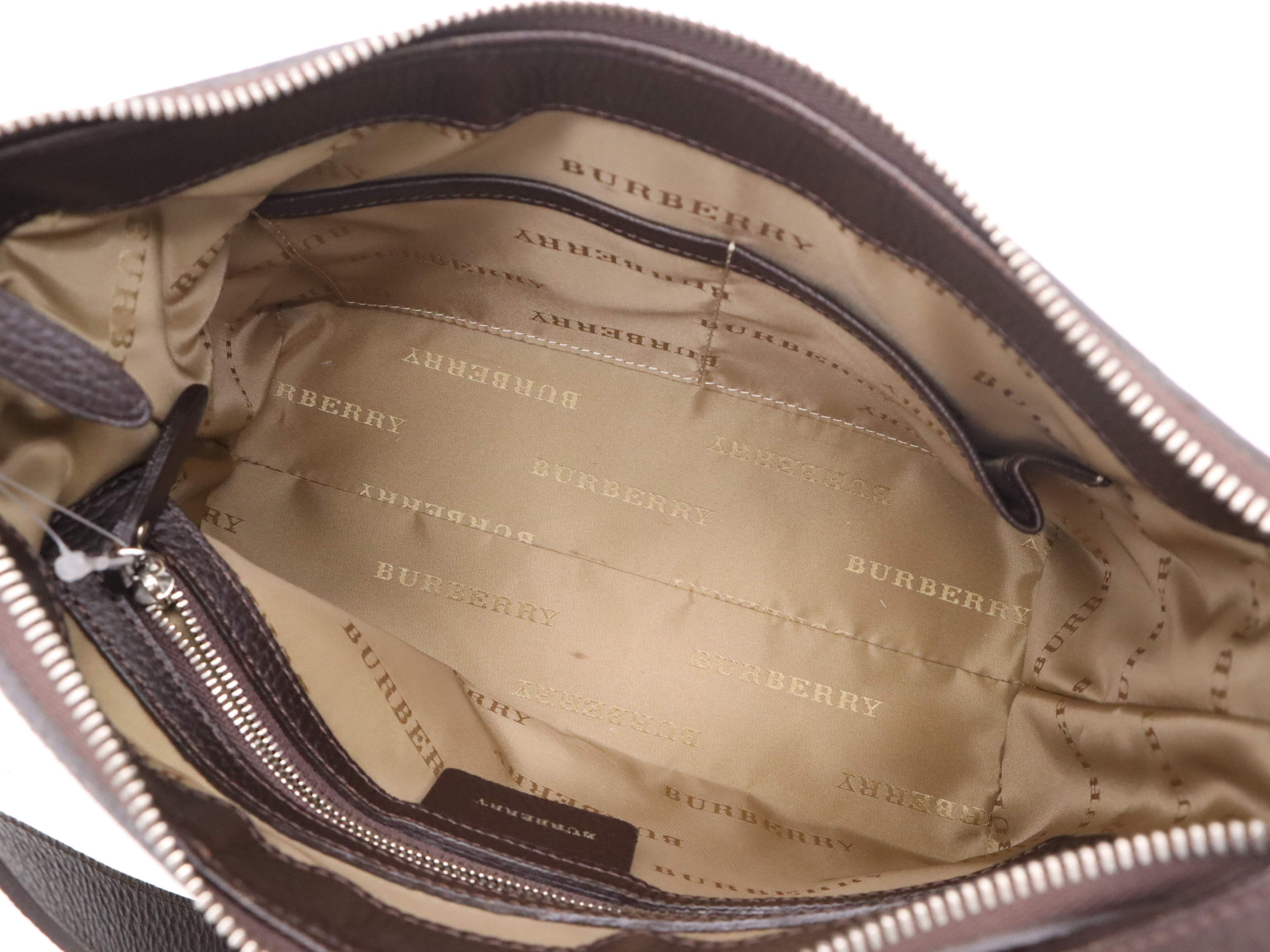 Canvas x Leather Nova Check Shoulder Bag, Brown, Silver Hardware — view 11