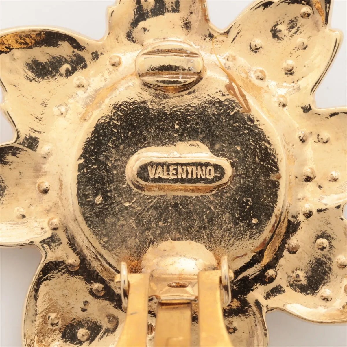 earrings (for both ears), gold-plated with rhinestones and faux pearls. Shows signs of wear, — view 5