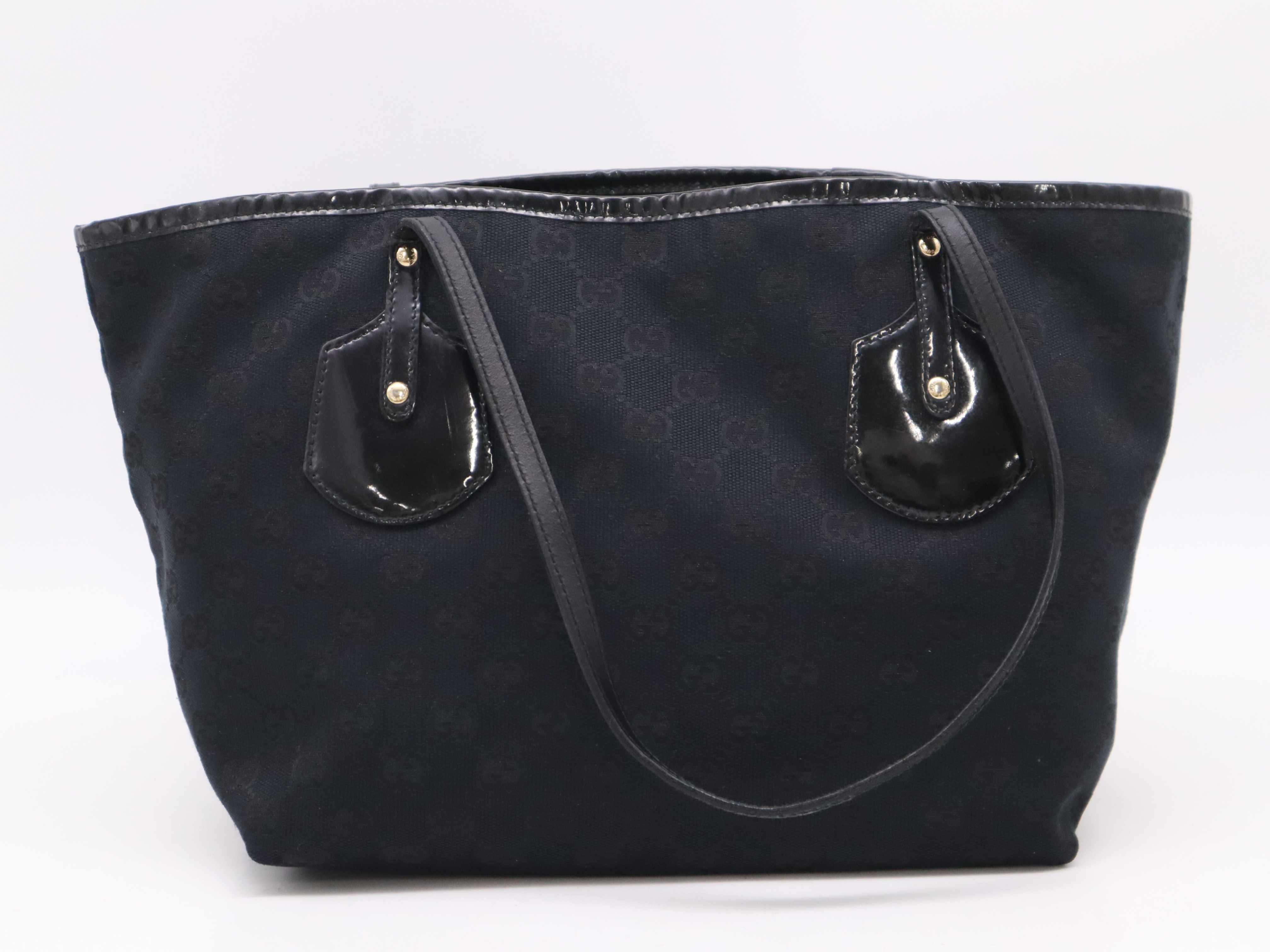 211976 Canvas x Leather GG Canvas Tote Bag Navy GD Hardware Tote Bag — view 2