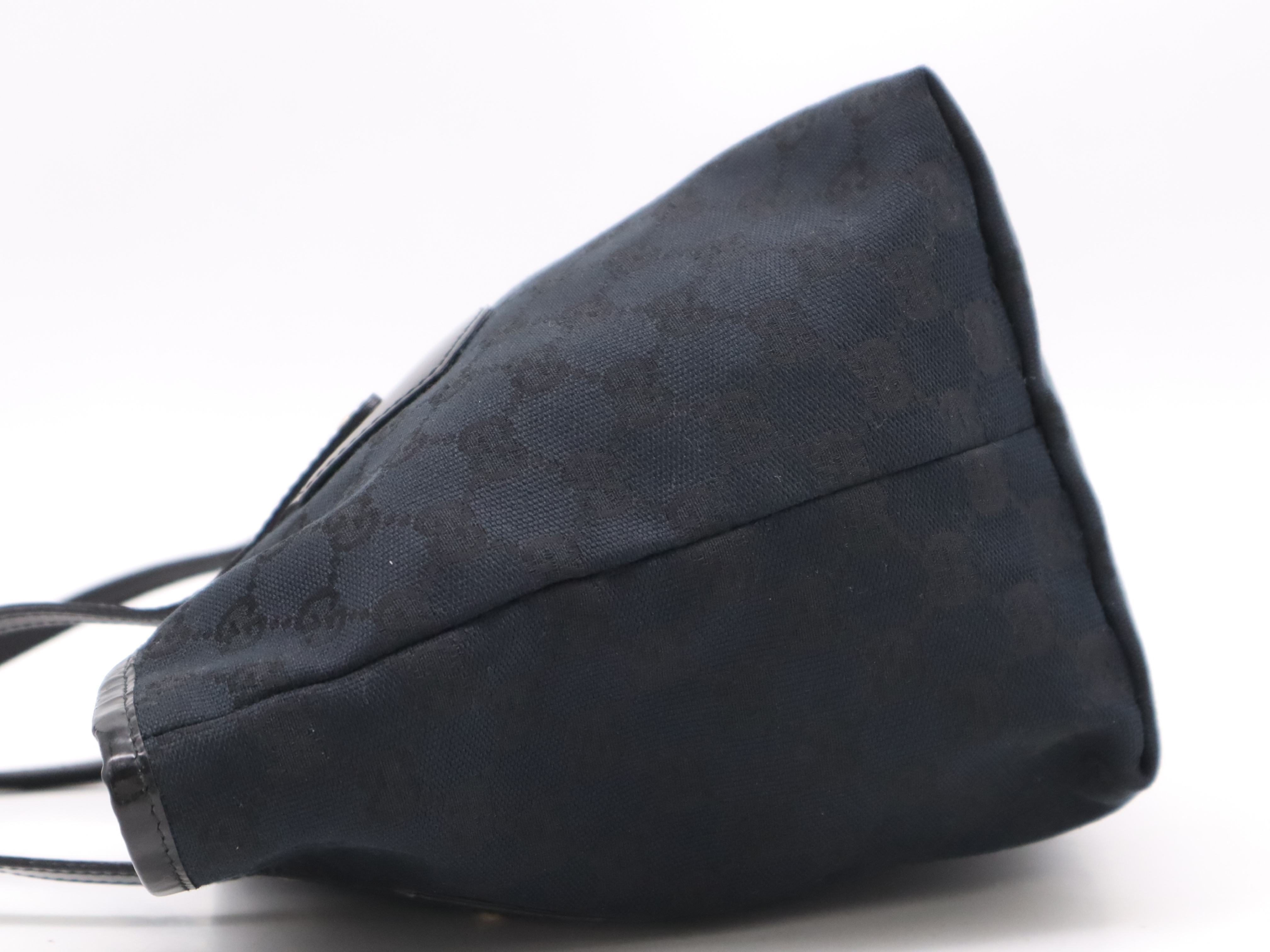 211976 Canvas x Leather GG Canvas Tote Bag Navy GD Hardware Tote Bag — view 3