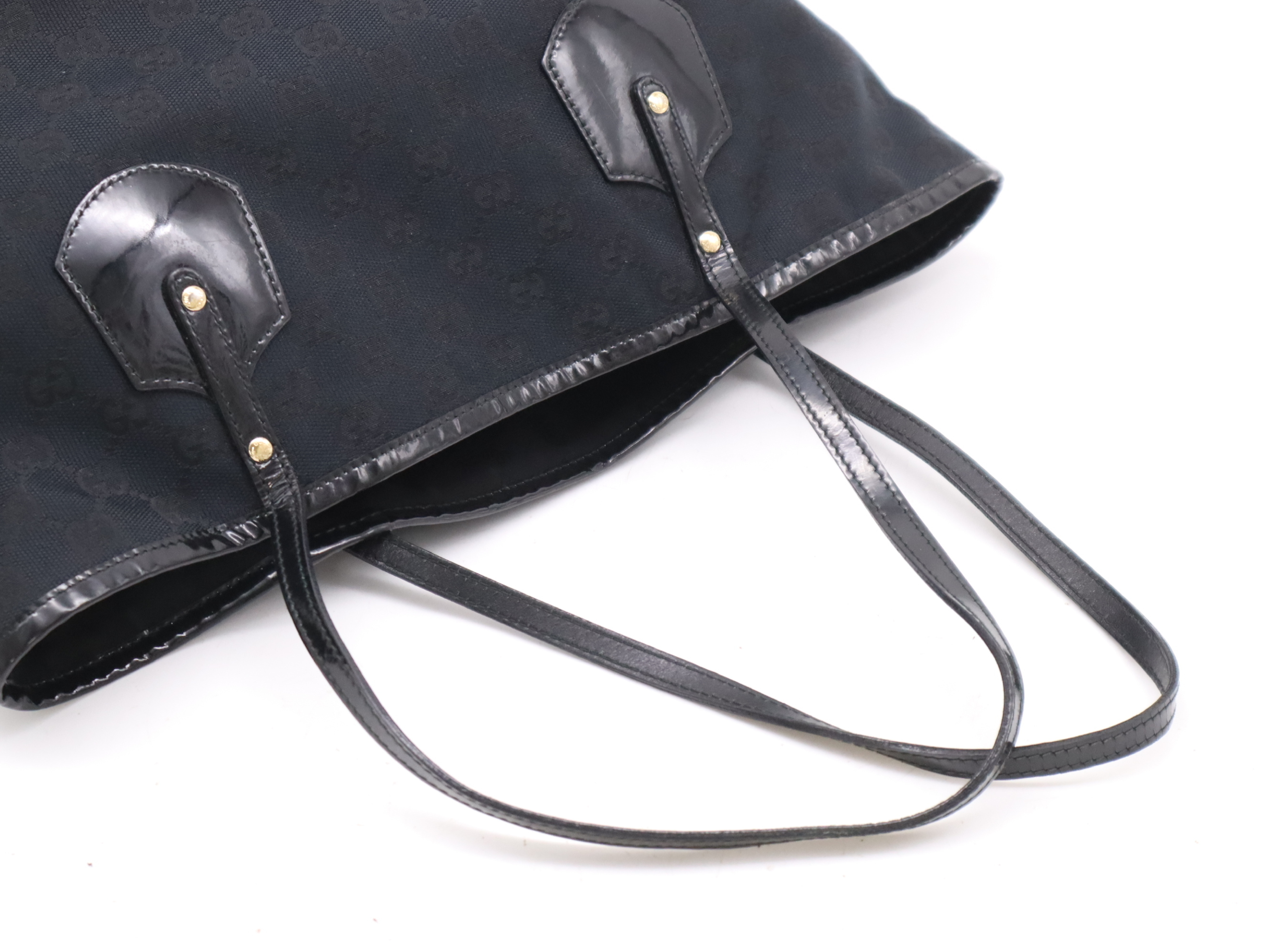 211976 Canvas x Leather GG Canvas Tote Bag Navy GD Hardware Tote Bag — view 6