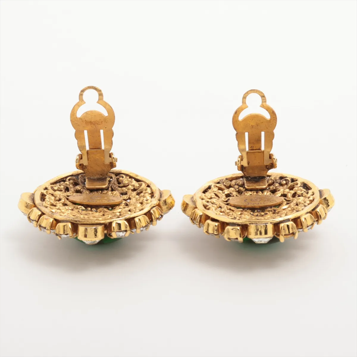 23 earrings (for both ears) GP x Rhinestone x Colored stone Gold x Green — view 4