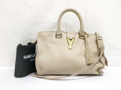 Petit Cabas Leather 2-Way Handbag, Beige, 311210 (Handbag)
