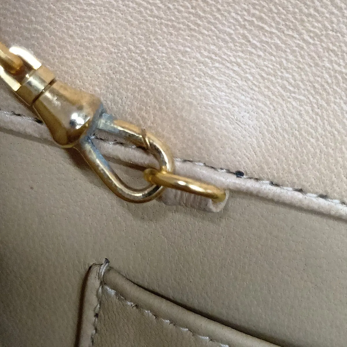 Matelassé Lambskin Chain Shoulder Bag, Beige, Gold Hardware — view 13