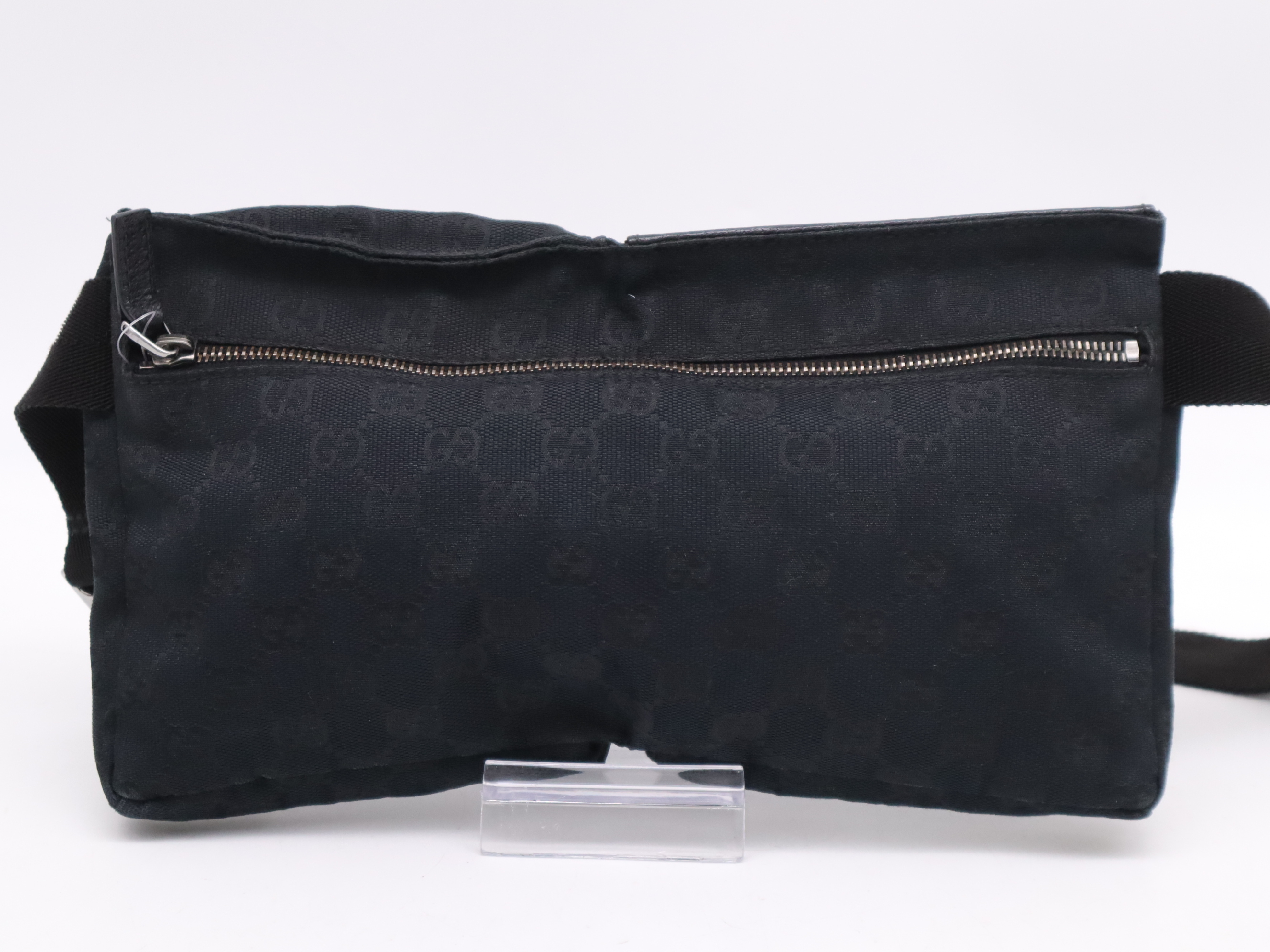 28566 canvas x leather GG canvas waist bag black SV metal fittings storage bag included waist bag — view 2