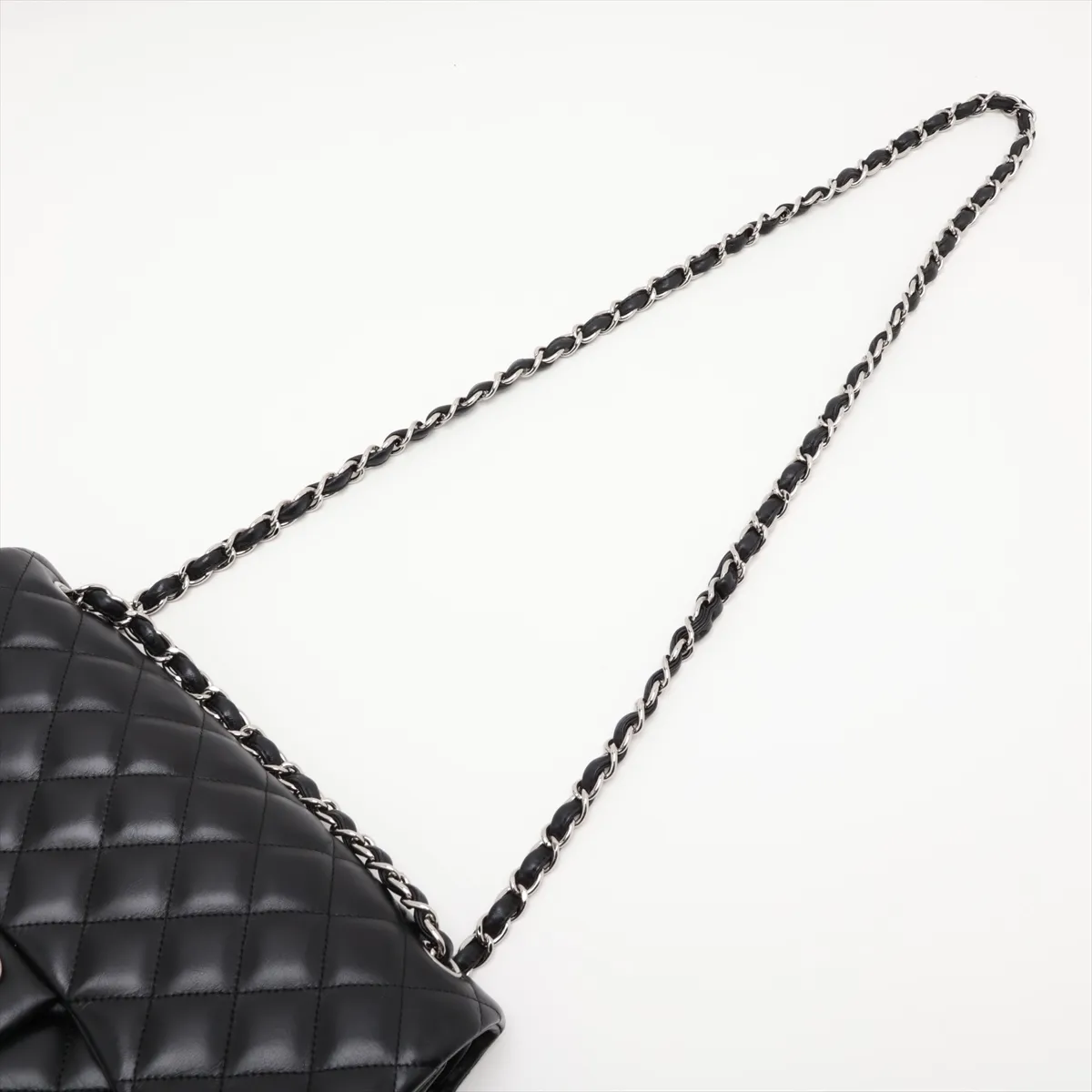 [Individually packaged] Chanel Large Matelassé 30 Lambskin Double Flap Double Chain Bag, Black with Silver Hardware, 14563235, Serial Number 14, A58600 — view 5