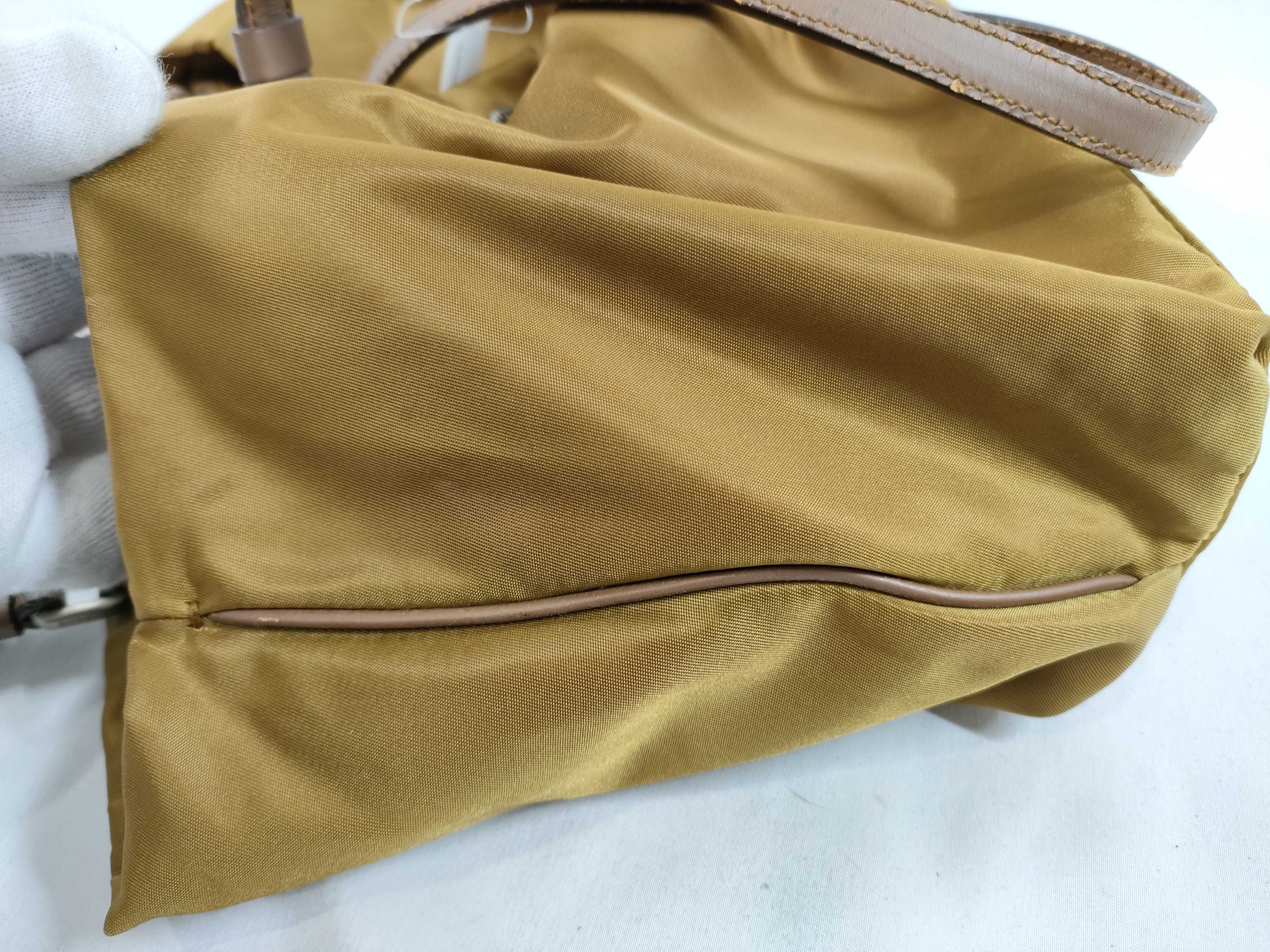 Nylon Triangle Logo Tote Bag, Yellow Handbag — view 15