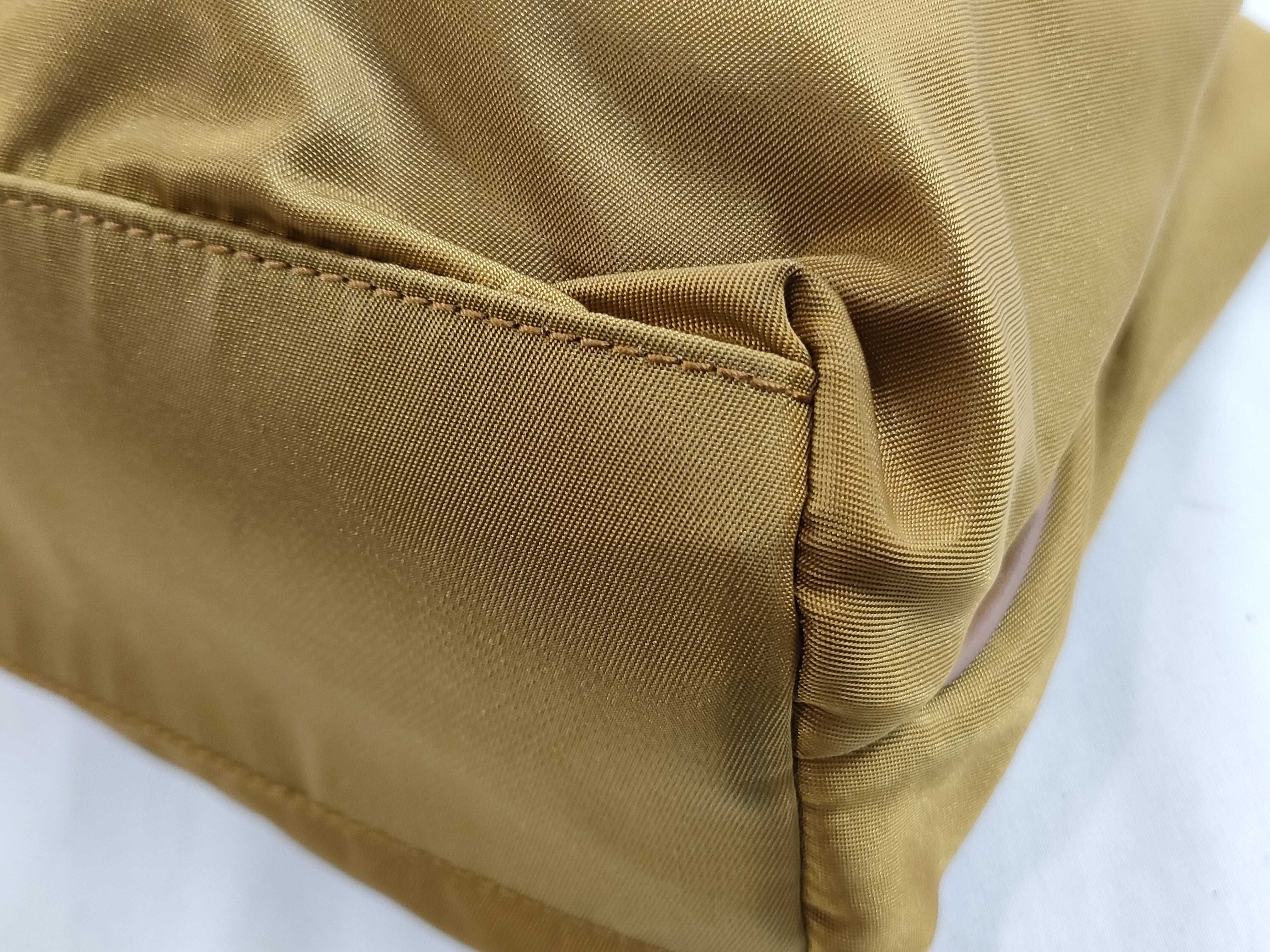 Nylon Triangle Logo Tote Bag, Yellow Handbag — view 6