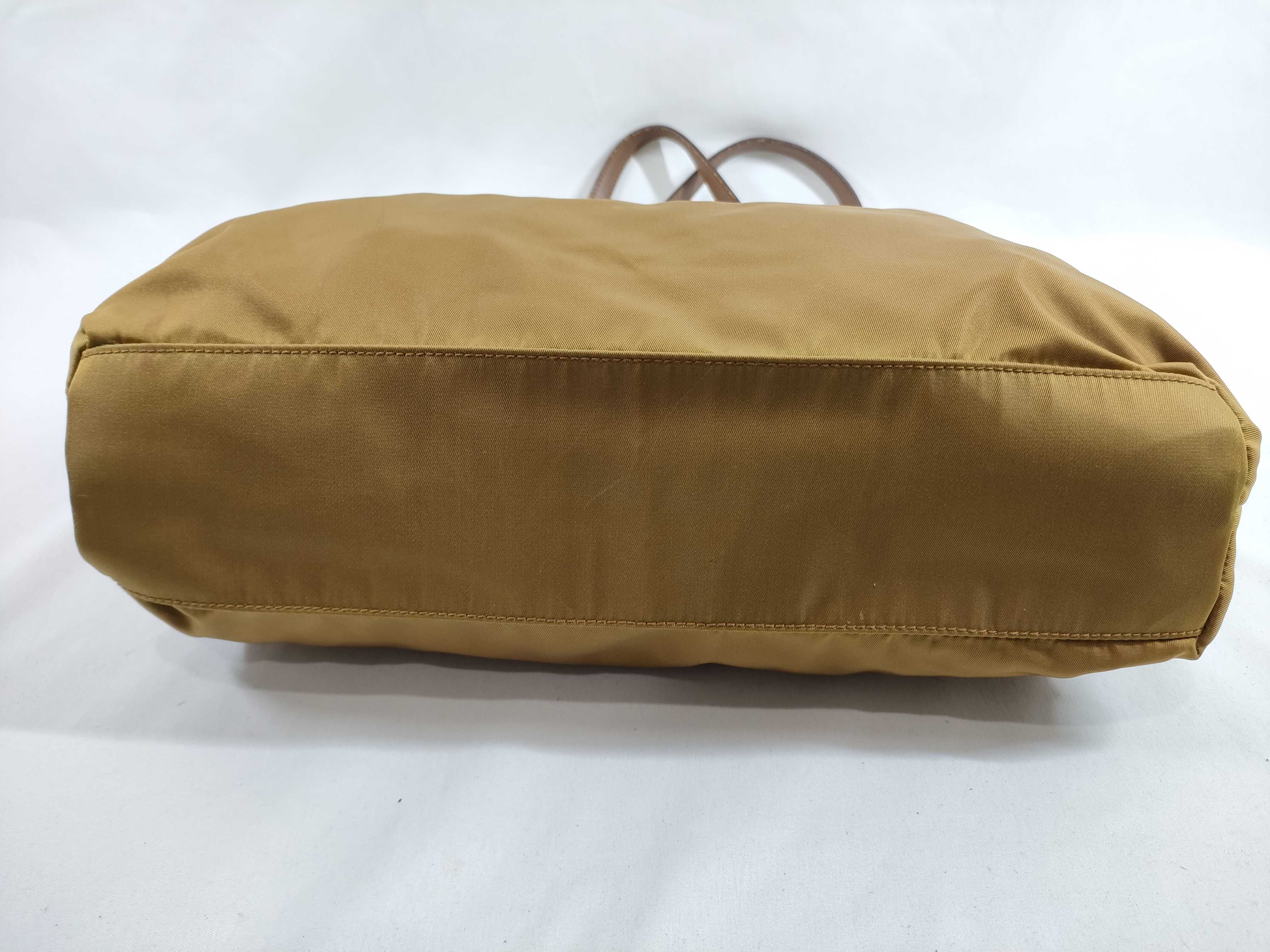 Nylon Triangle Logo Tote Bag, Yellow Handbag — view 7