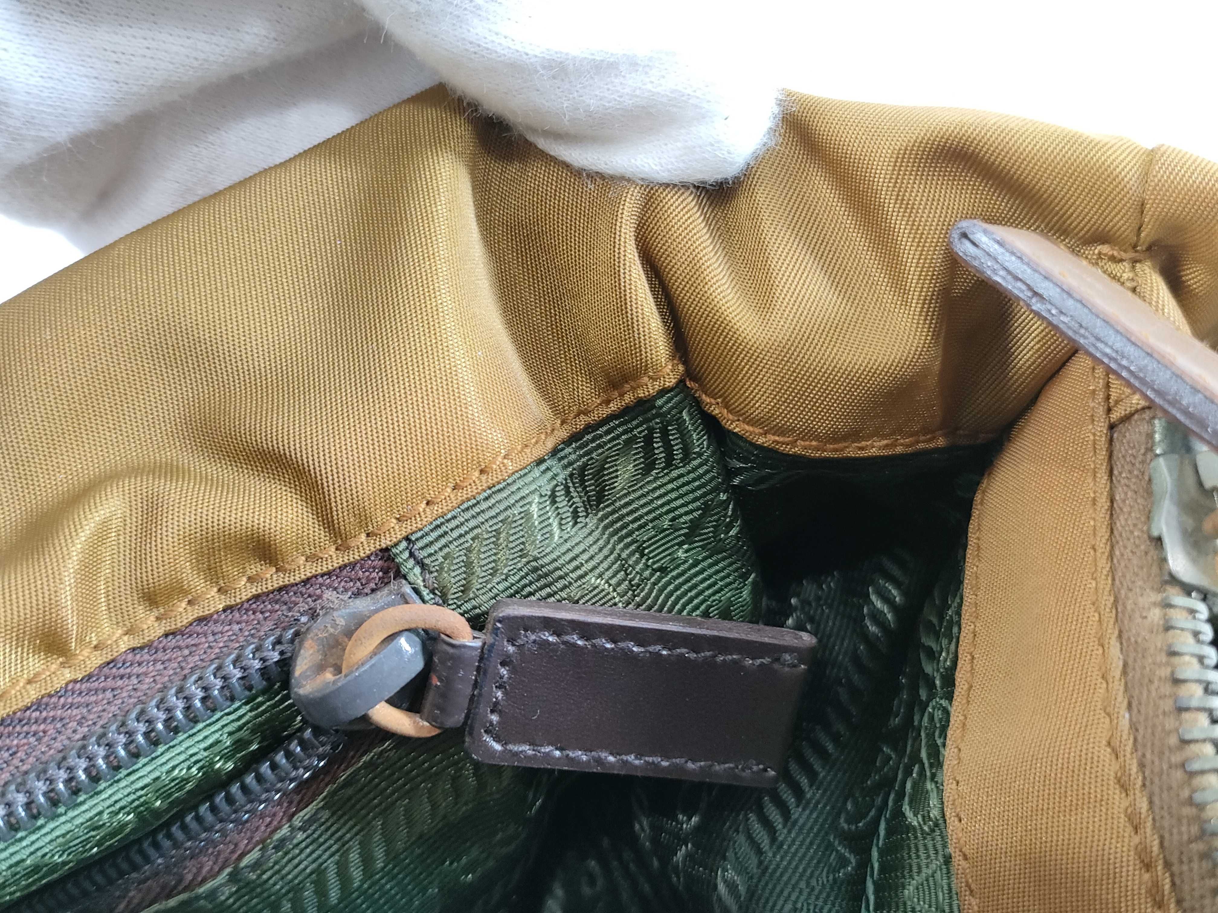 Nylon Triangle Logo Tote Bag, Yellow Handbag — view 8