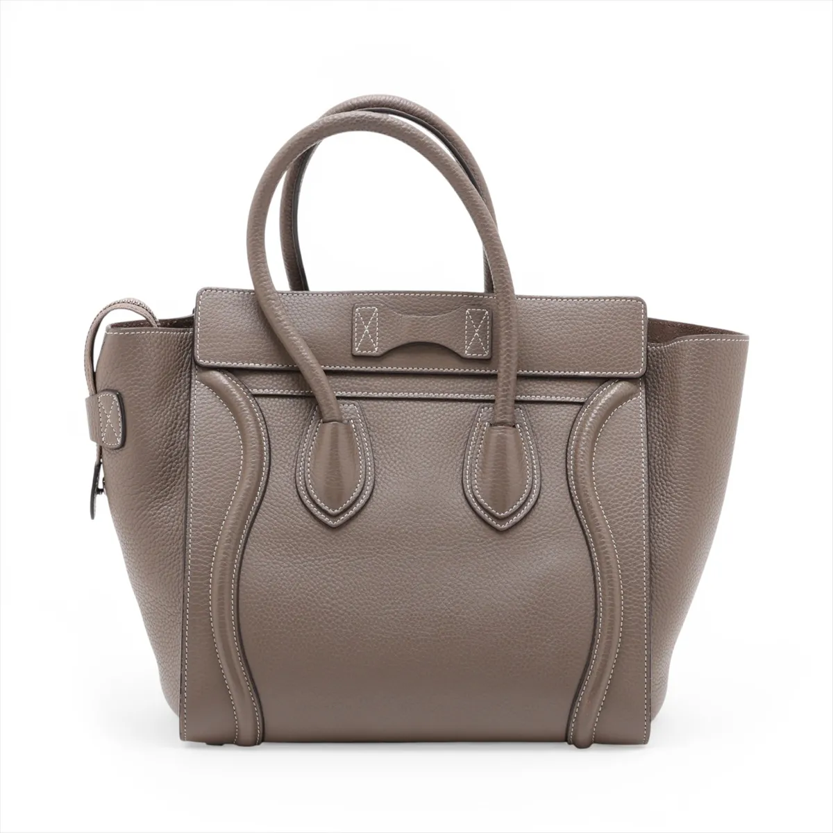 Luggage Micro Shopper Leather Handbag, Greige — view 2