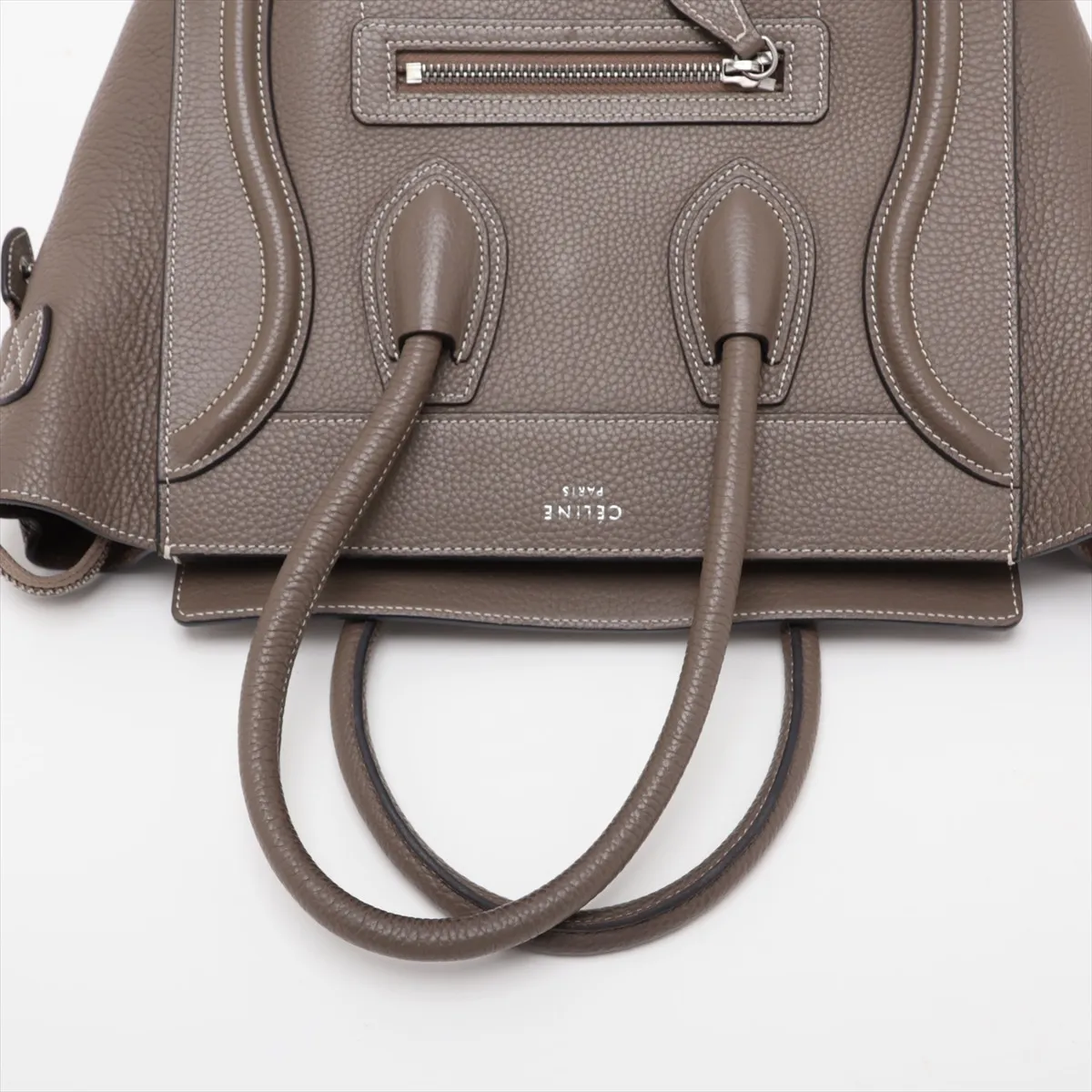 Luggage Micro Shopper Leather Handbag, Greige — view 5