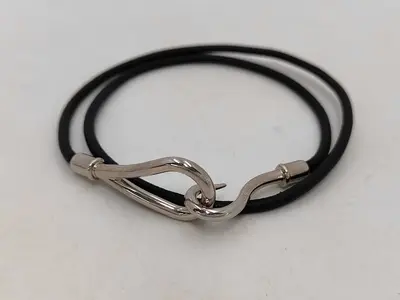 Jumbo Leather Bracelet Bangle Choker with Silver Hardware - Accessories - Bracelets & Bangles