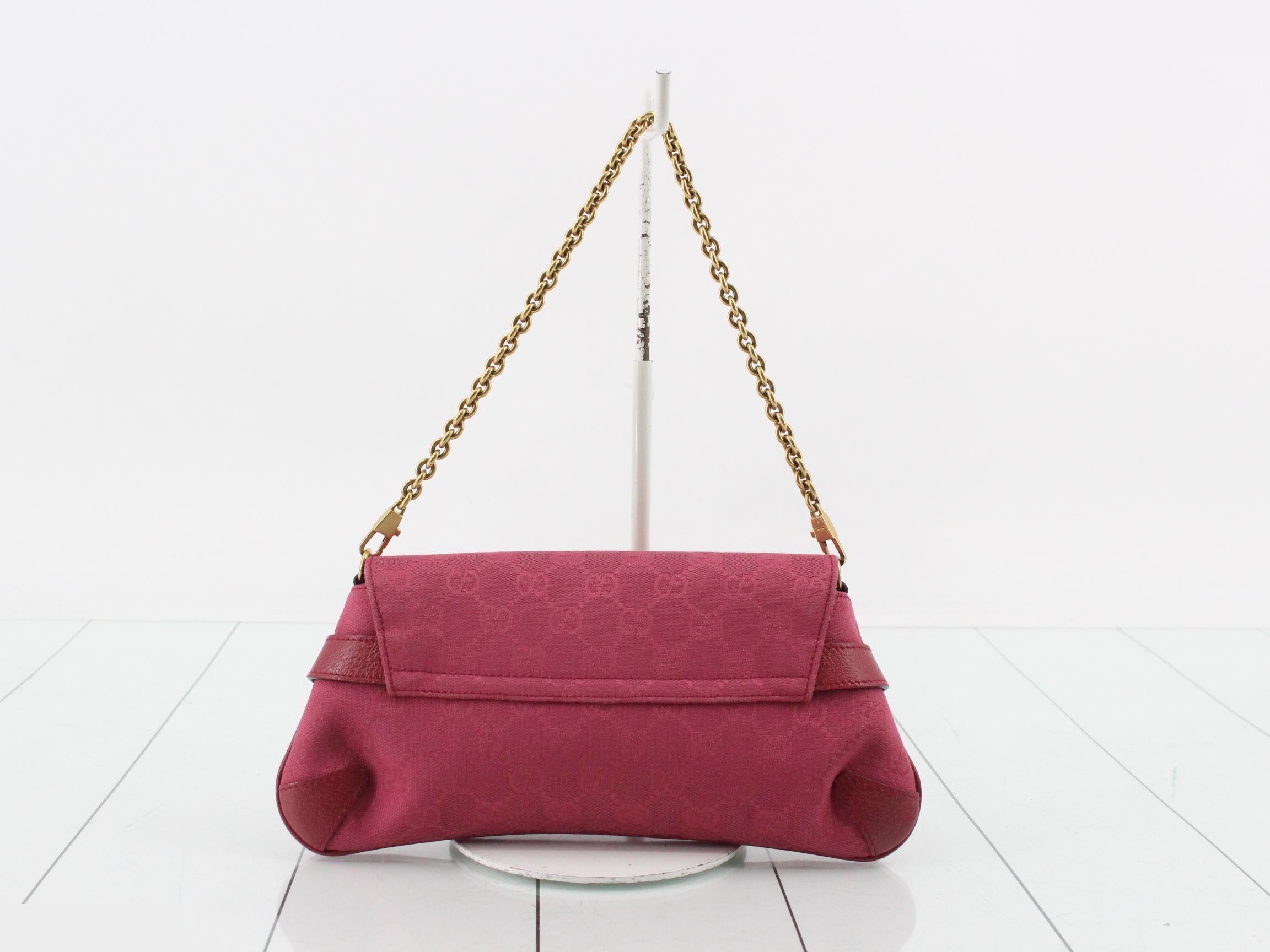 Canvas Shoulder Bag, Red, Horsebit, 114923 — view 2
