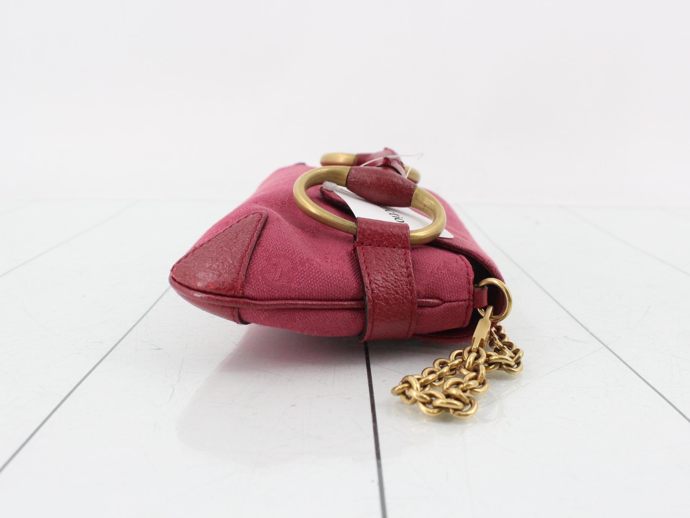 Canvas Shoulder Bag, Red, Horsebit, 114923 — view 3