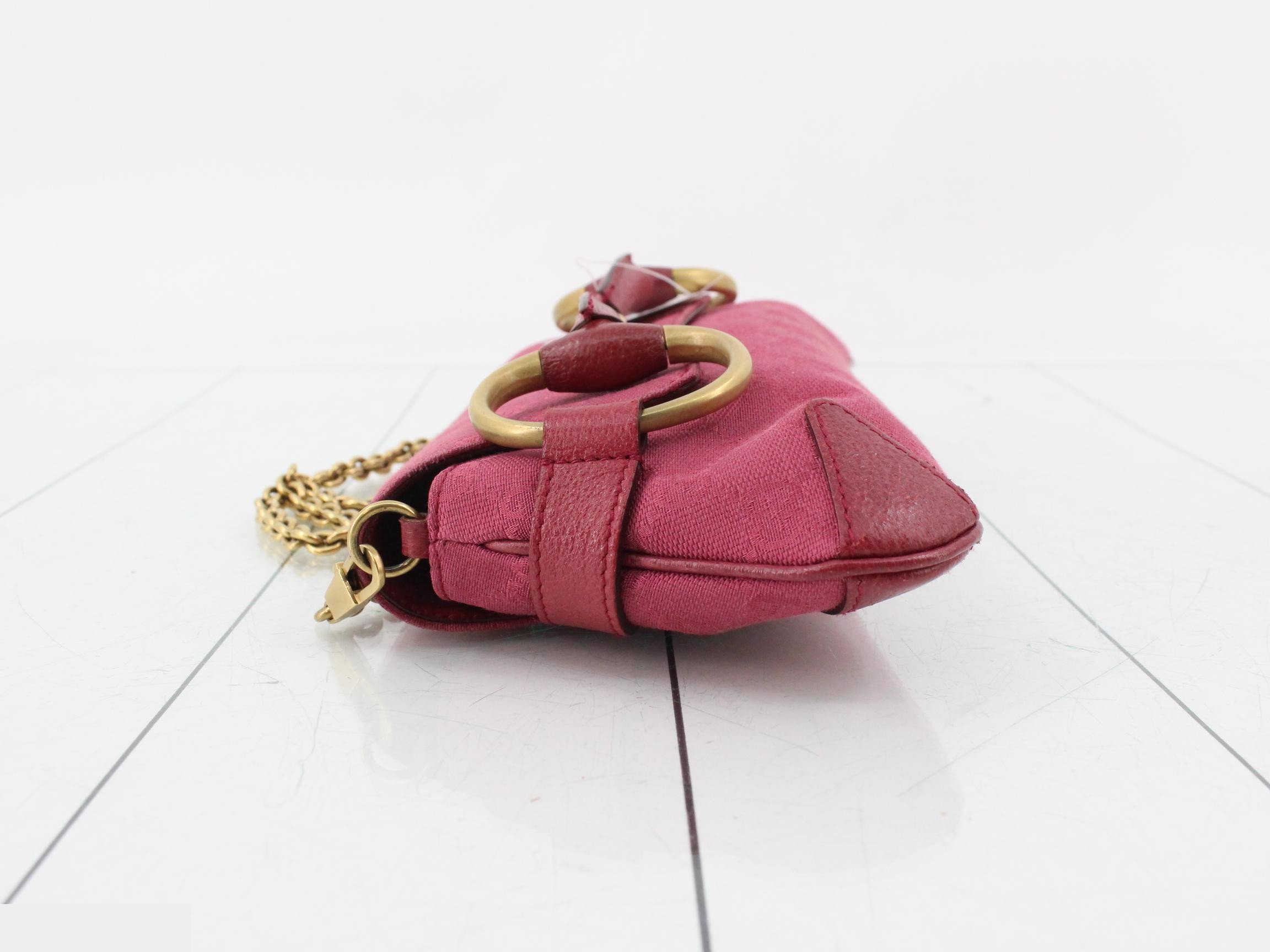 Canvas Shoulder Bag, Red, Horsebit, 114923 — view 4