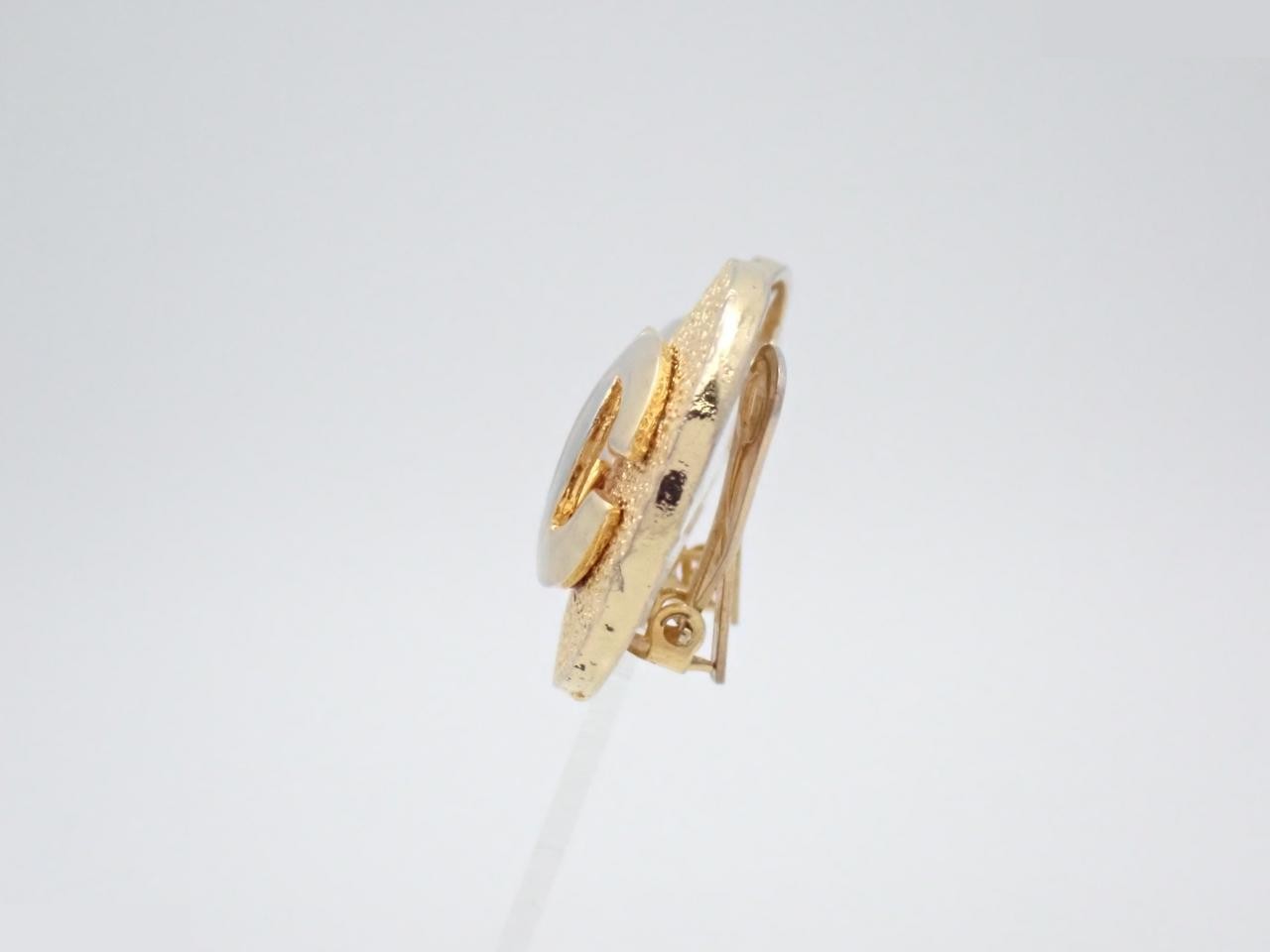 Round Coco Mark Gold x Silver Earrings — view 3