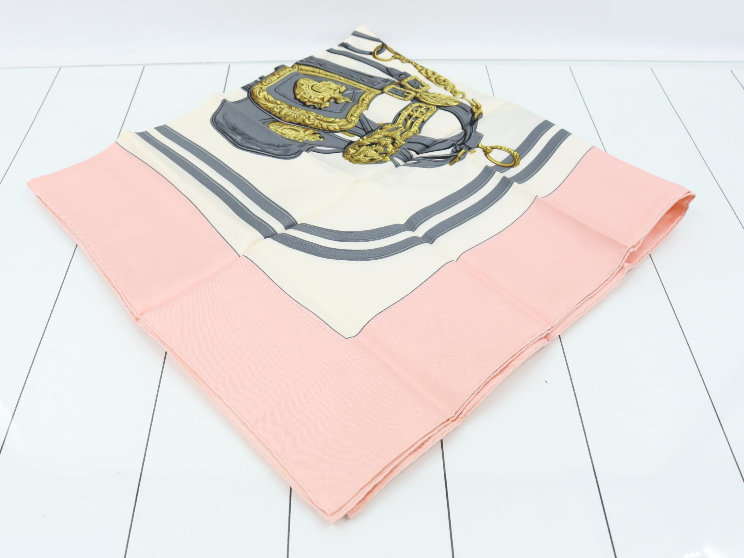 Carre 90 Brides de Gala Ceremonial Bridle Silk Scarf Pink — view 2
