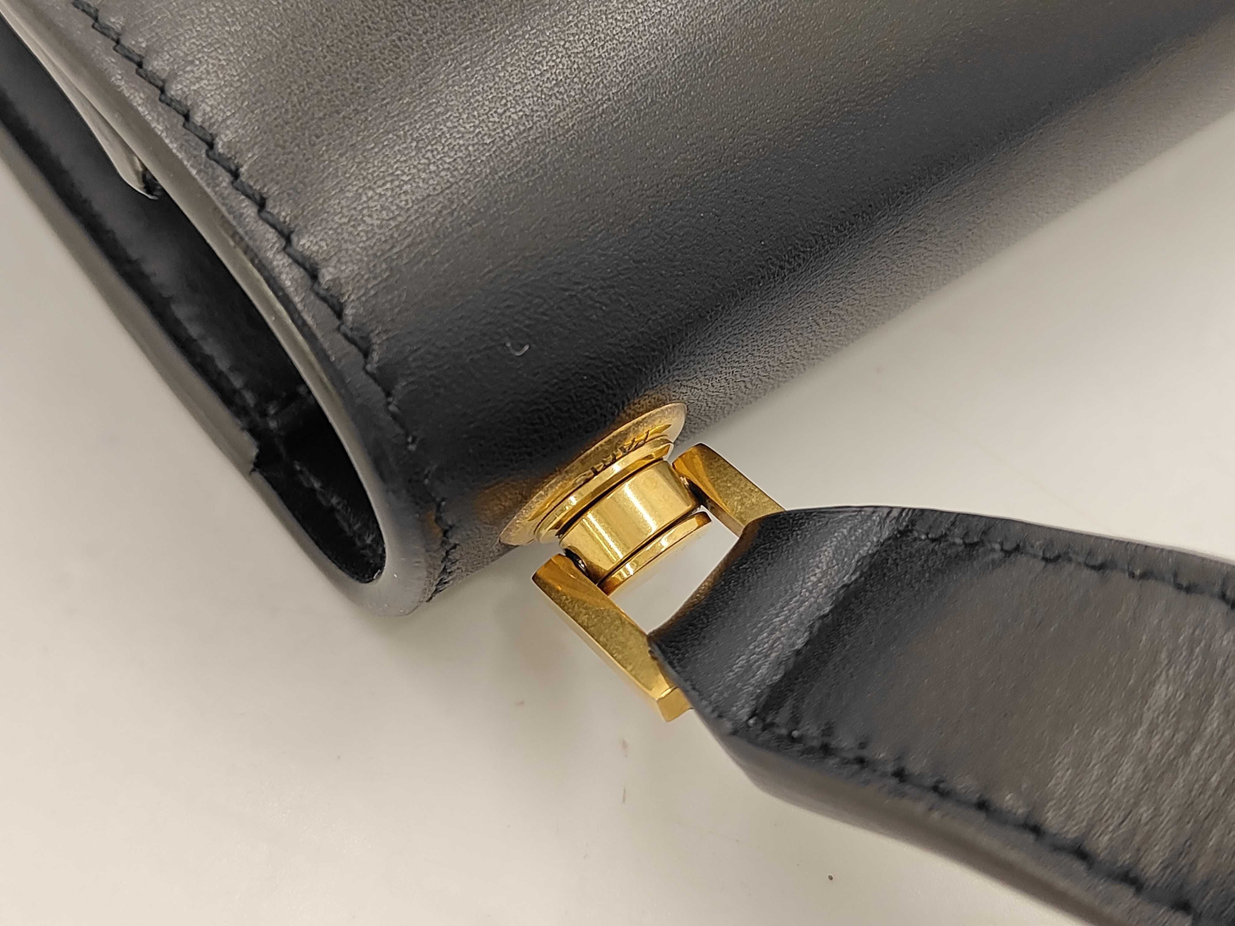 CarreBox Shoulder & Crossbody Bag, Black with Gold Buckle — view 7