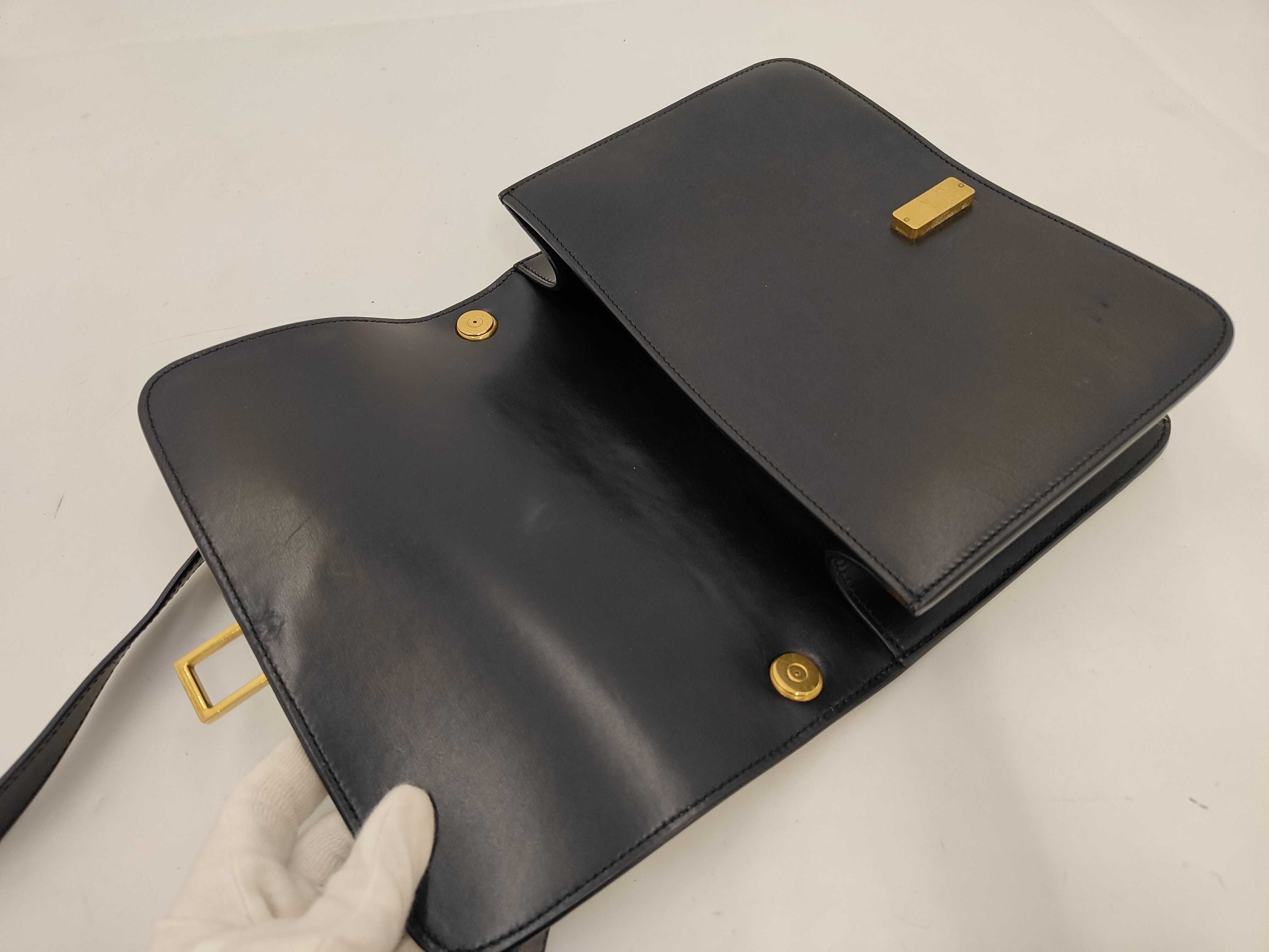CarreBox Shoulder & Crossbody Bag, Black with Gold Buckle — view 8