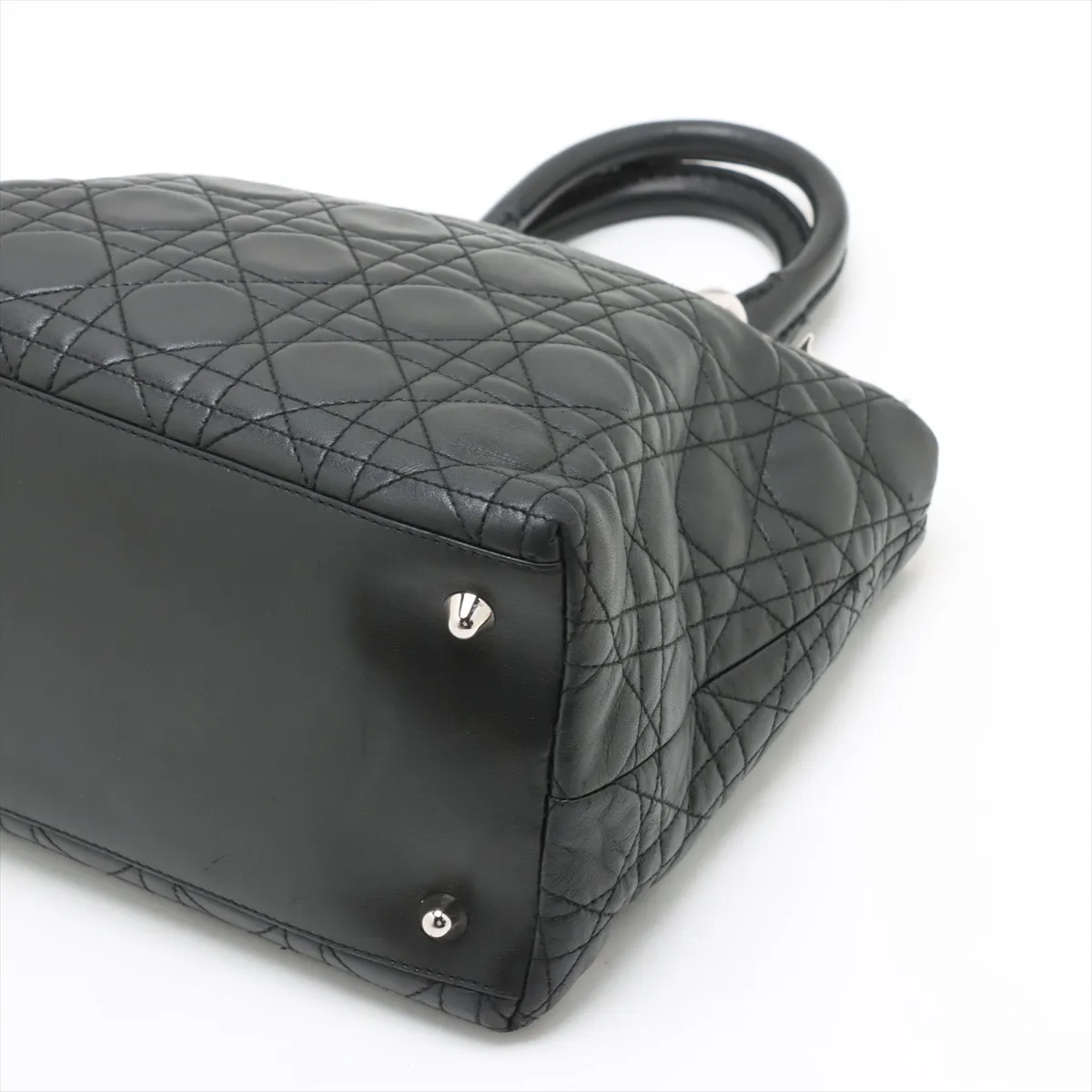 Cannage Leather Handbag Black — view 3