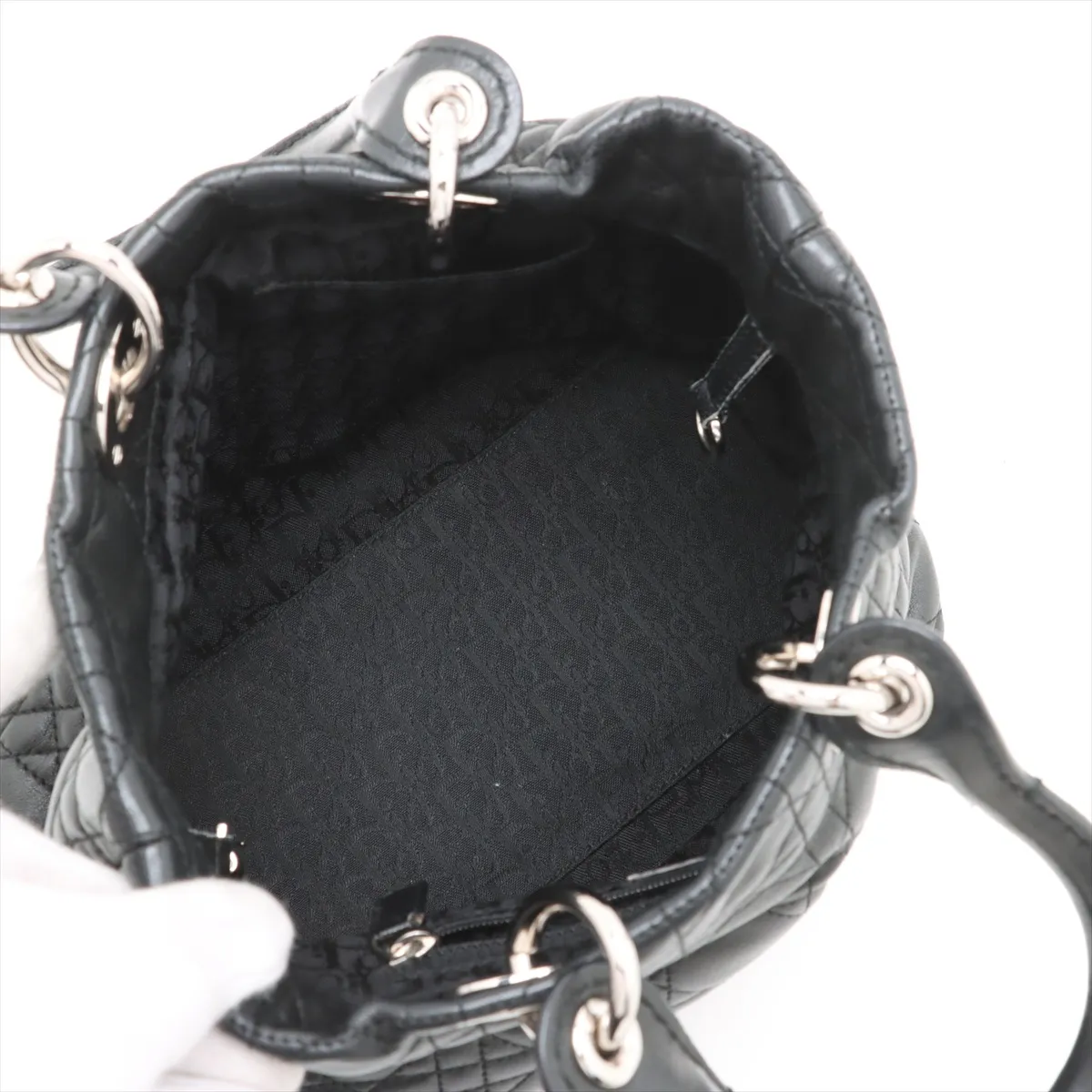 Cannage Leather Handbag Black — view 7
