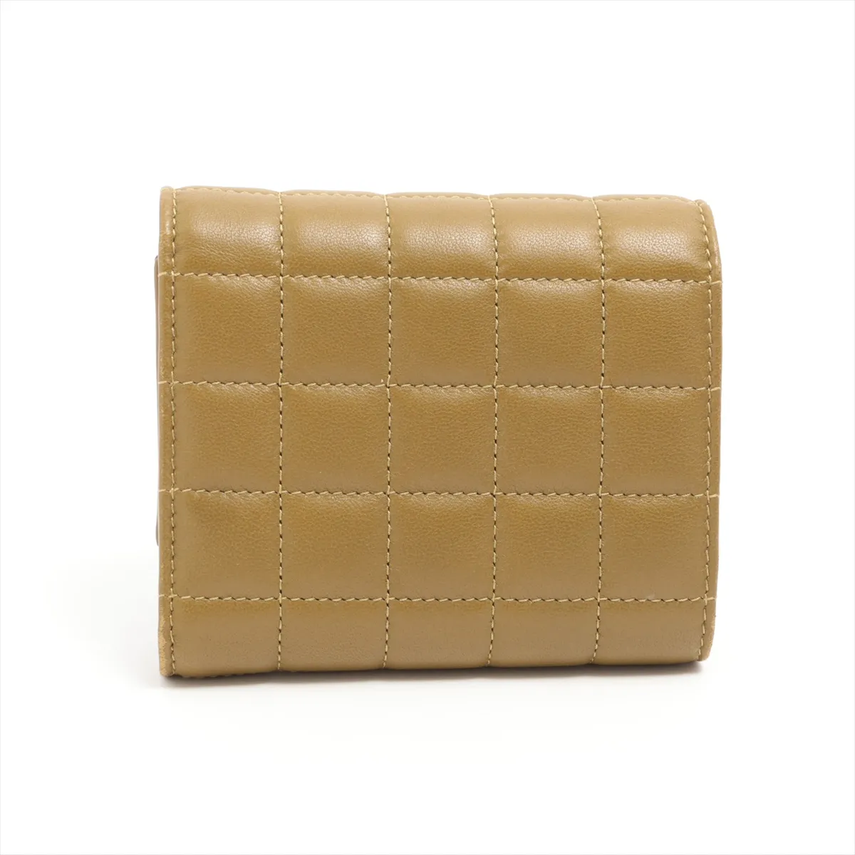 Cassandra La Trasse YSL Logo Leather Compact Wallet Khaki MRT759490 — view 2