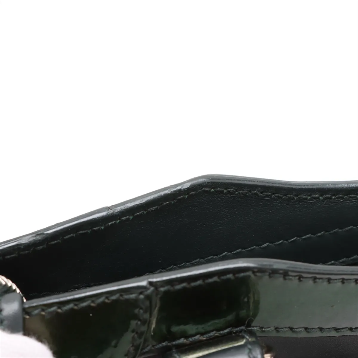 Giant Mini City Leather x Patent Leather 2WAY Handbag Green 309544 with Mirror — view 13