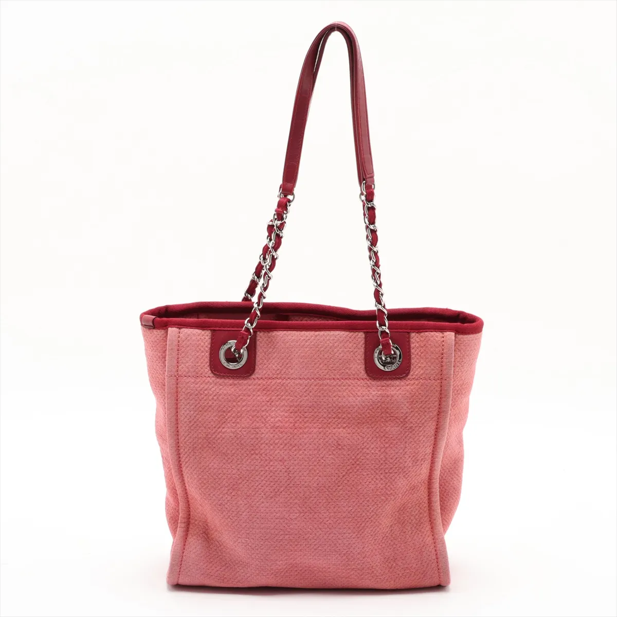 Deauville PM Canvas x Leather Chain Tote Bag, Red, Silver Hardware, 16701471, Serial Number 16 — view 2