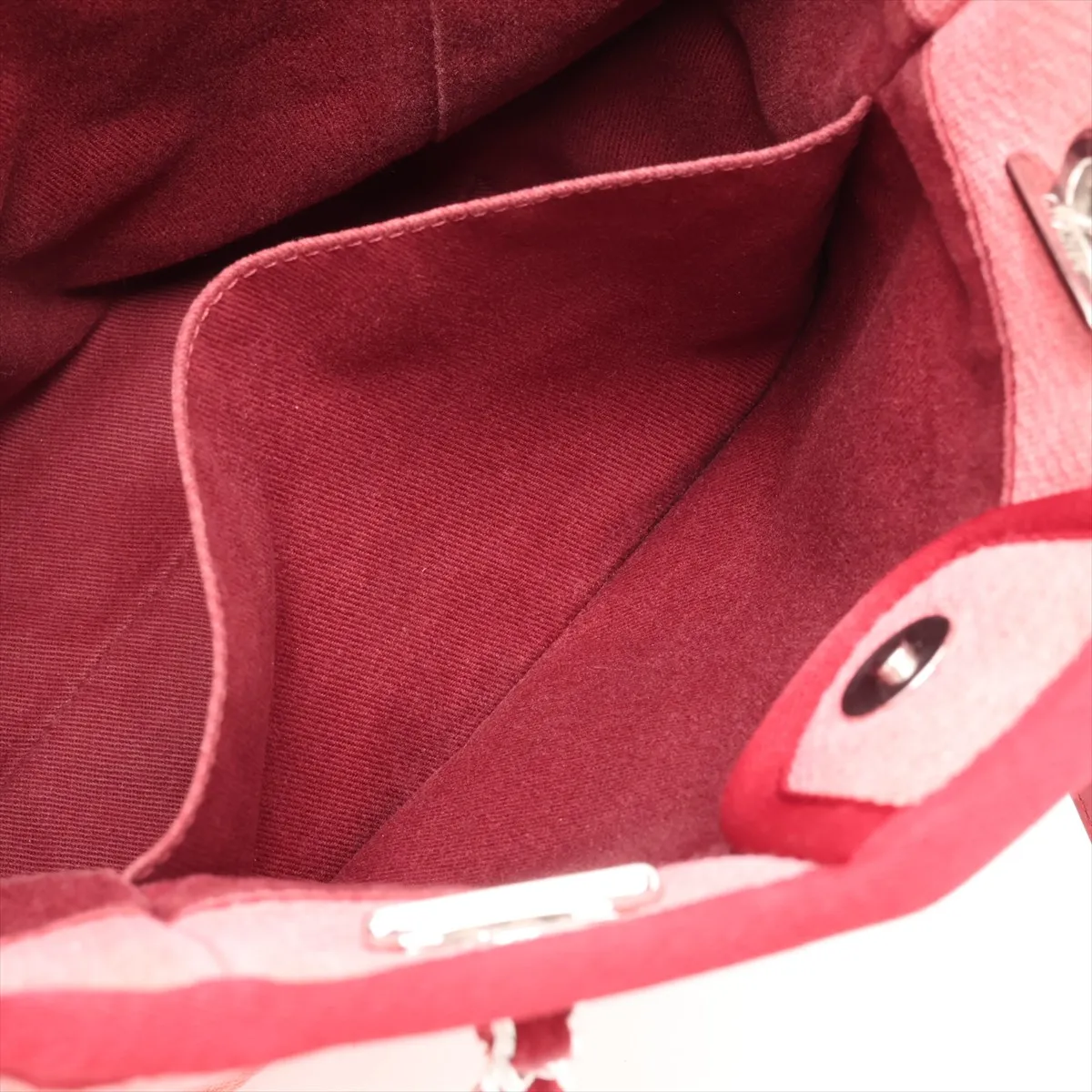 Deauville PM Canvas x Leather Chain Tote Bag, Red, Silver Hardware, 16701471, Serial Number 16 — view 9