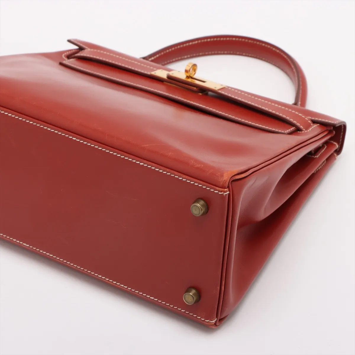 [Individually packaged] Hermes Kelly 28 Letournée Box Calf Brown Gold Hardware V: 1992 — view 3