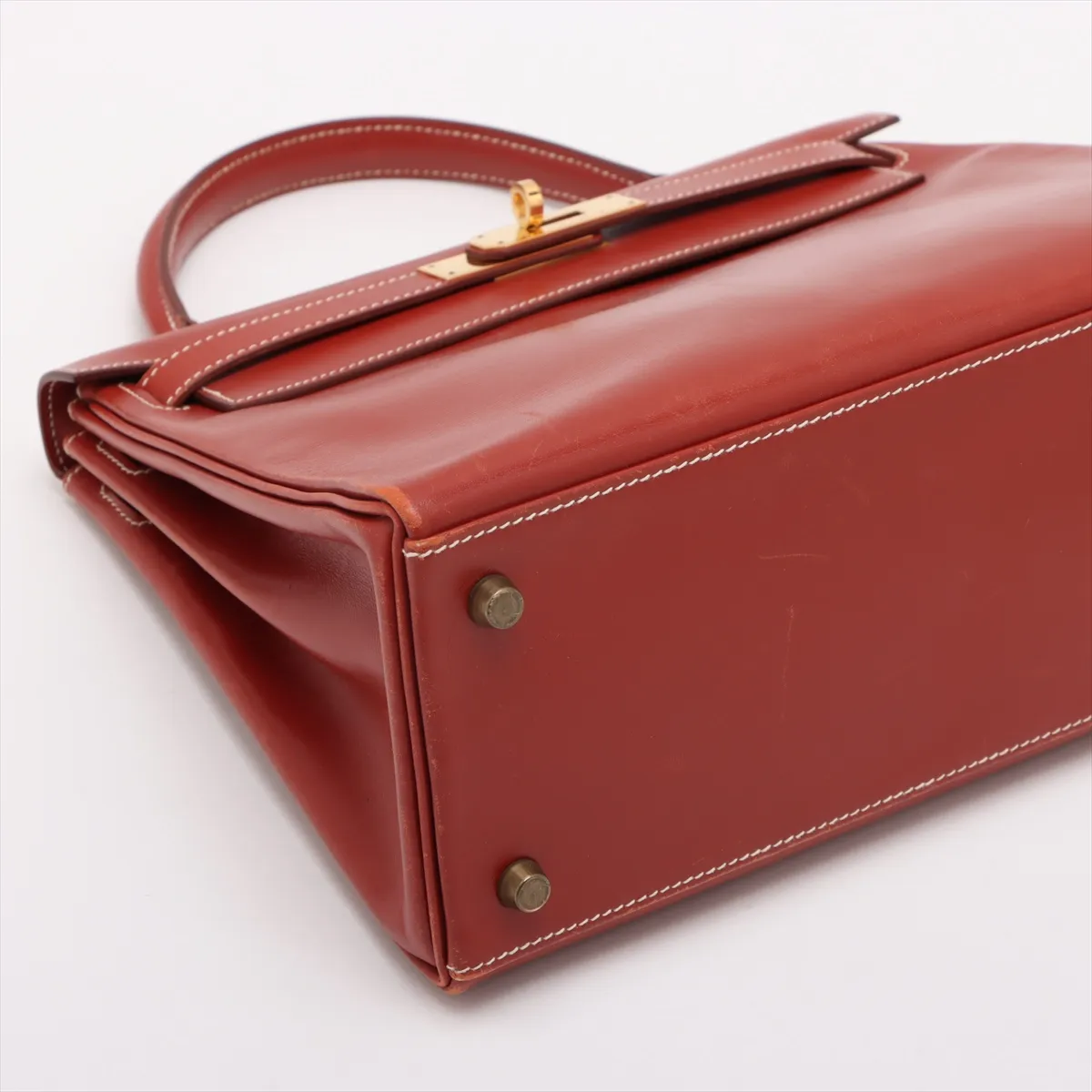 [Individually packaged] Hermes Kelly 28 Letournée Box Calf Brown Gold Hardware V: 1992 — view 4