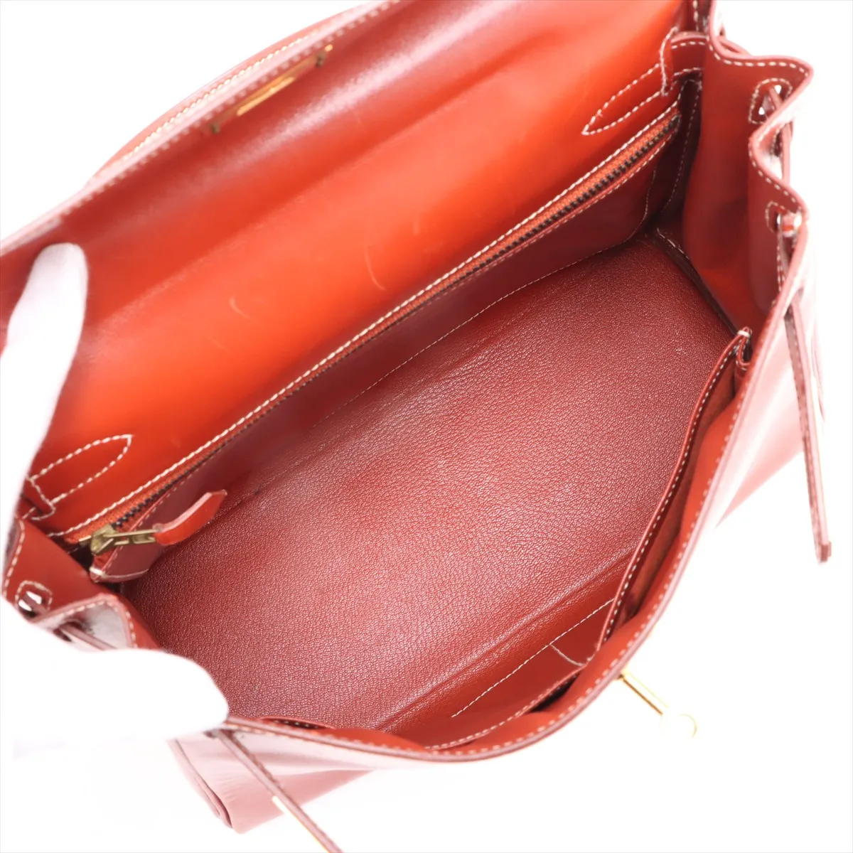 [Individually packaged] Hermes Kelly 28 Letournée Box Calf Brown Gold Hardware V: 1992 — view 8