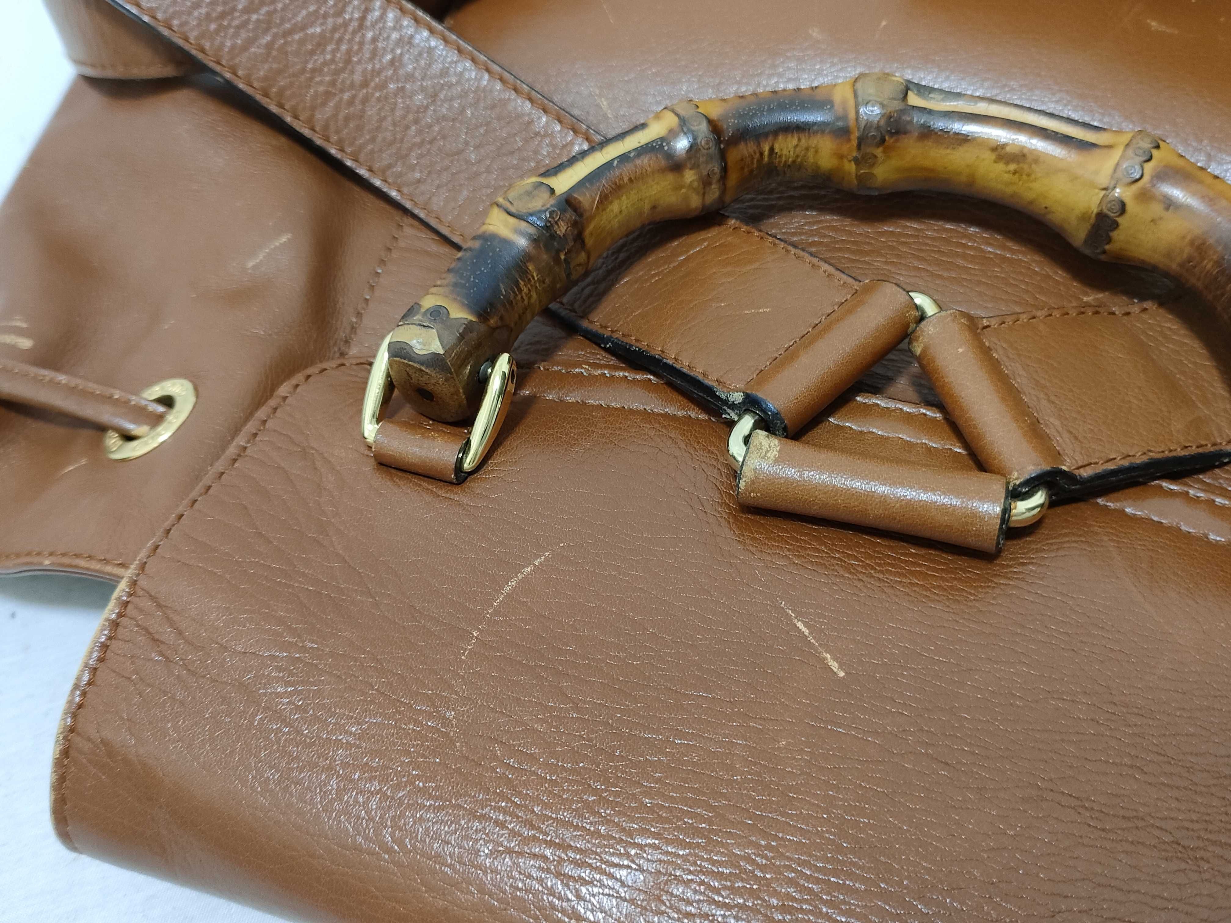 Bamboo 003・1998・0016 Leather Backpack, Brown — view 15