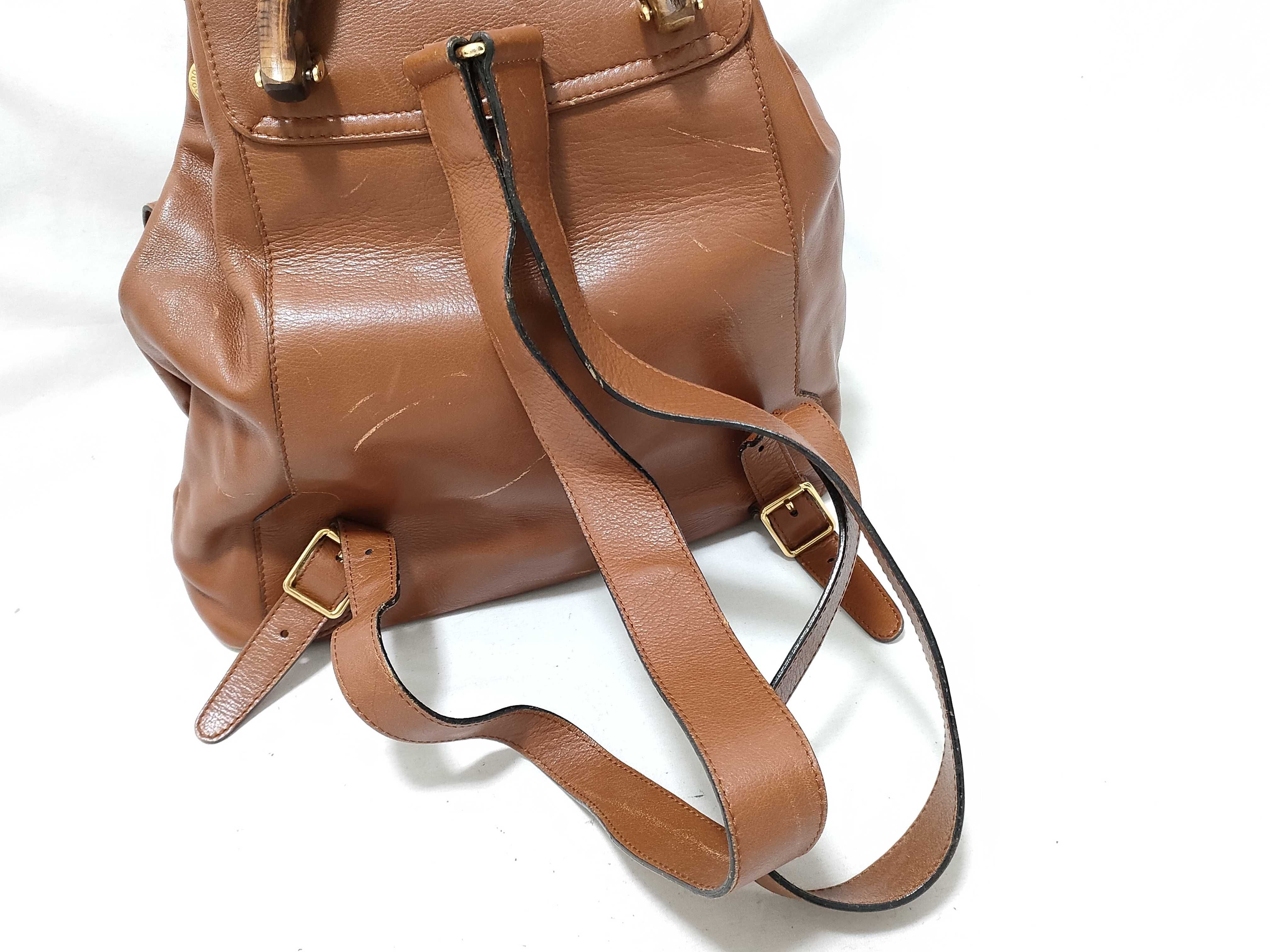 Bamboo 003・1998・0016 Leather Backpack, Brown — view 3