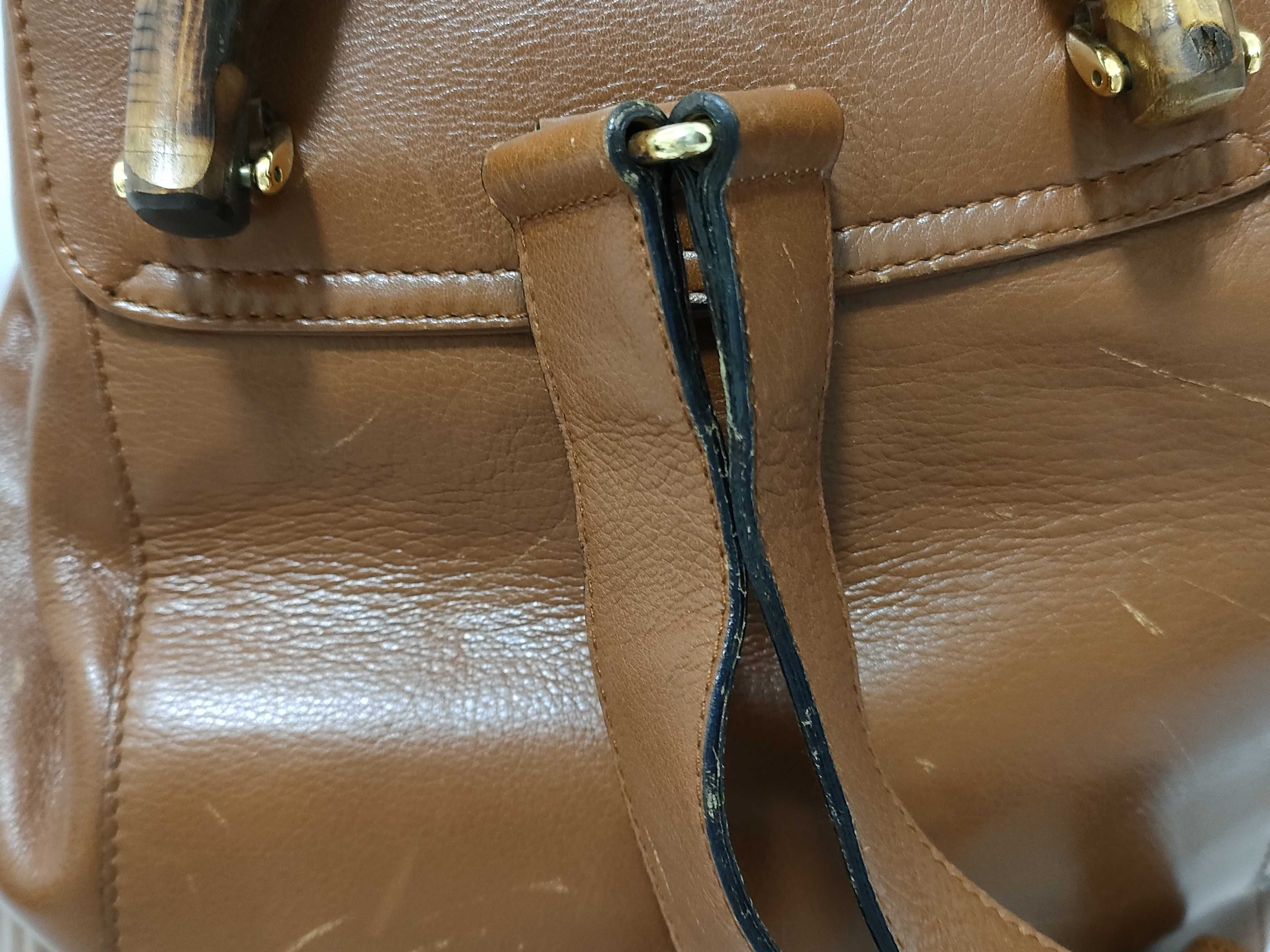 Bamboo 003・1998・0016 Leather Backpack, Brown — view 4