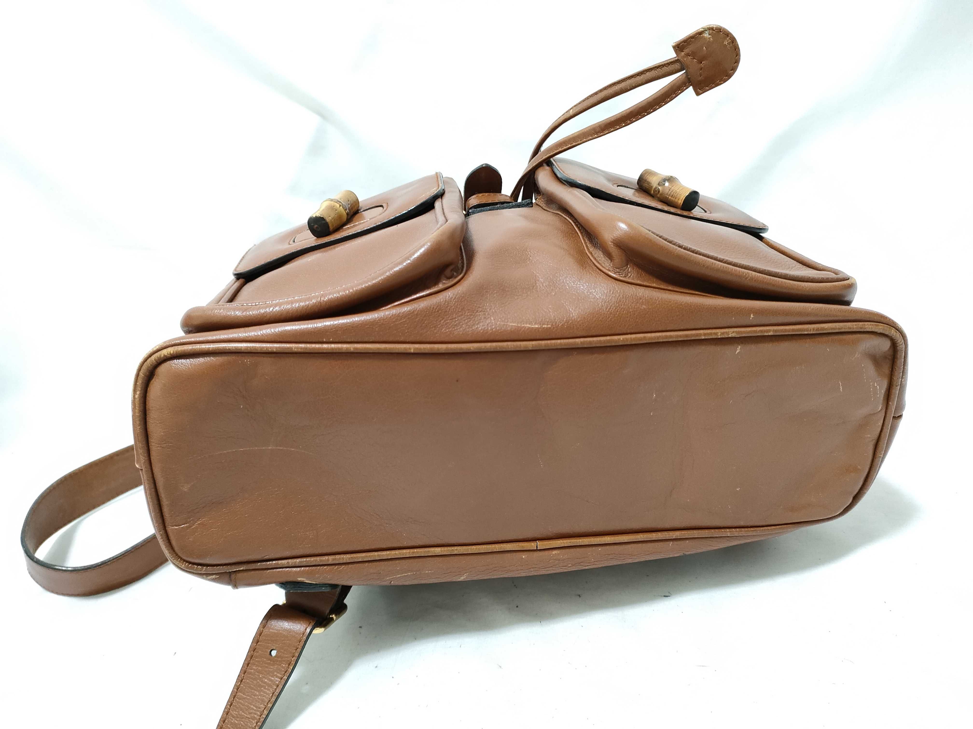 Bamboo 003・1998・0016 Leather Backpack, Brown — view 7