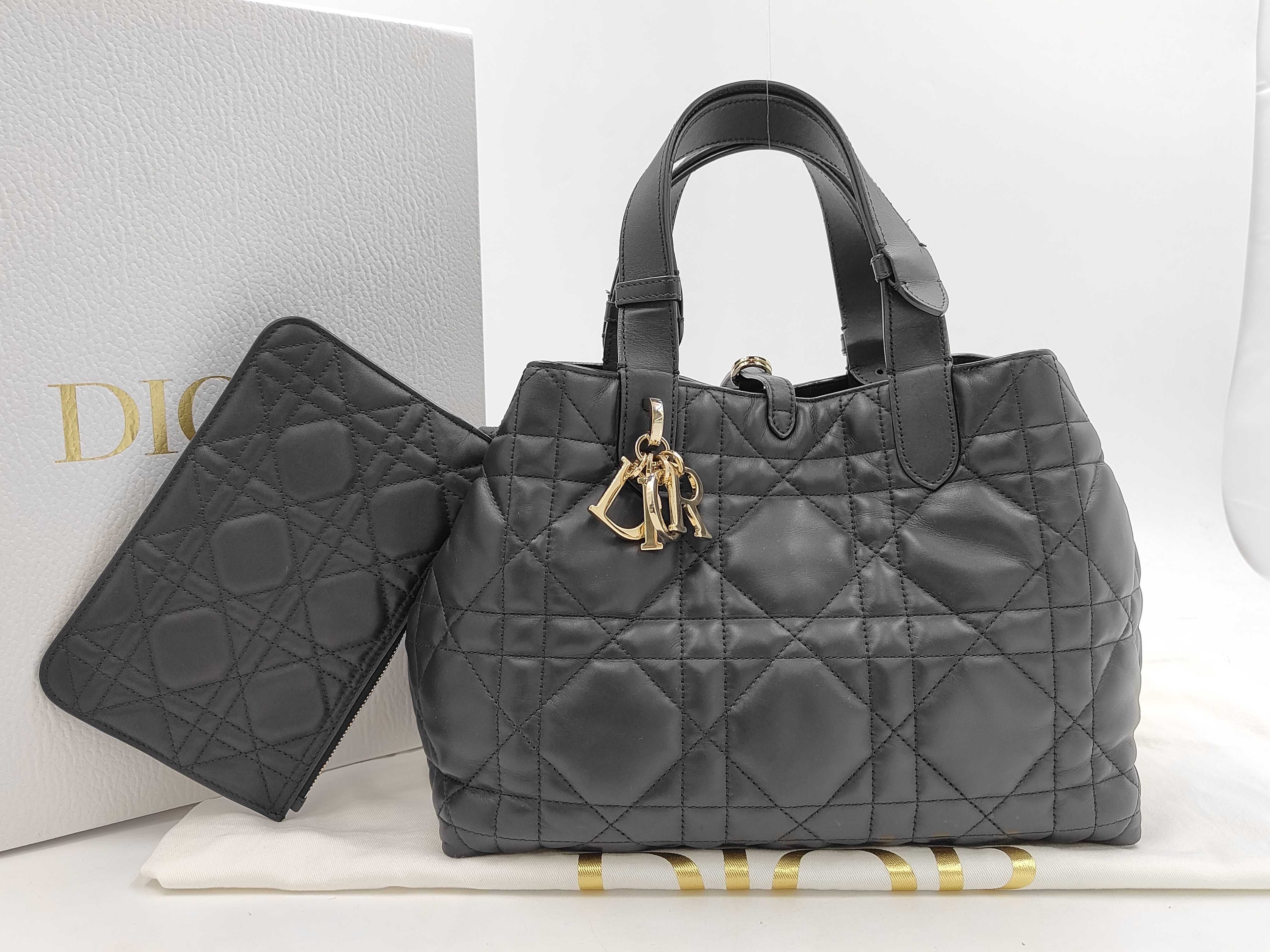Toujours Micro Cannage Medium Leather Handbag (Black) - Includes Box and Dust Bag