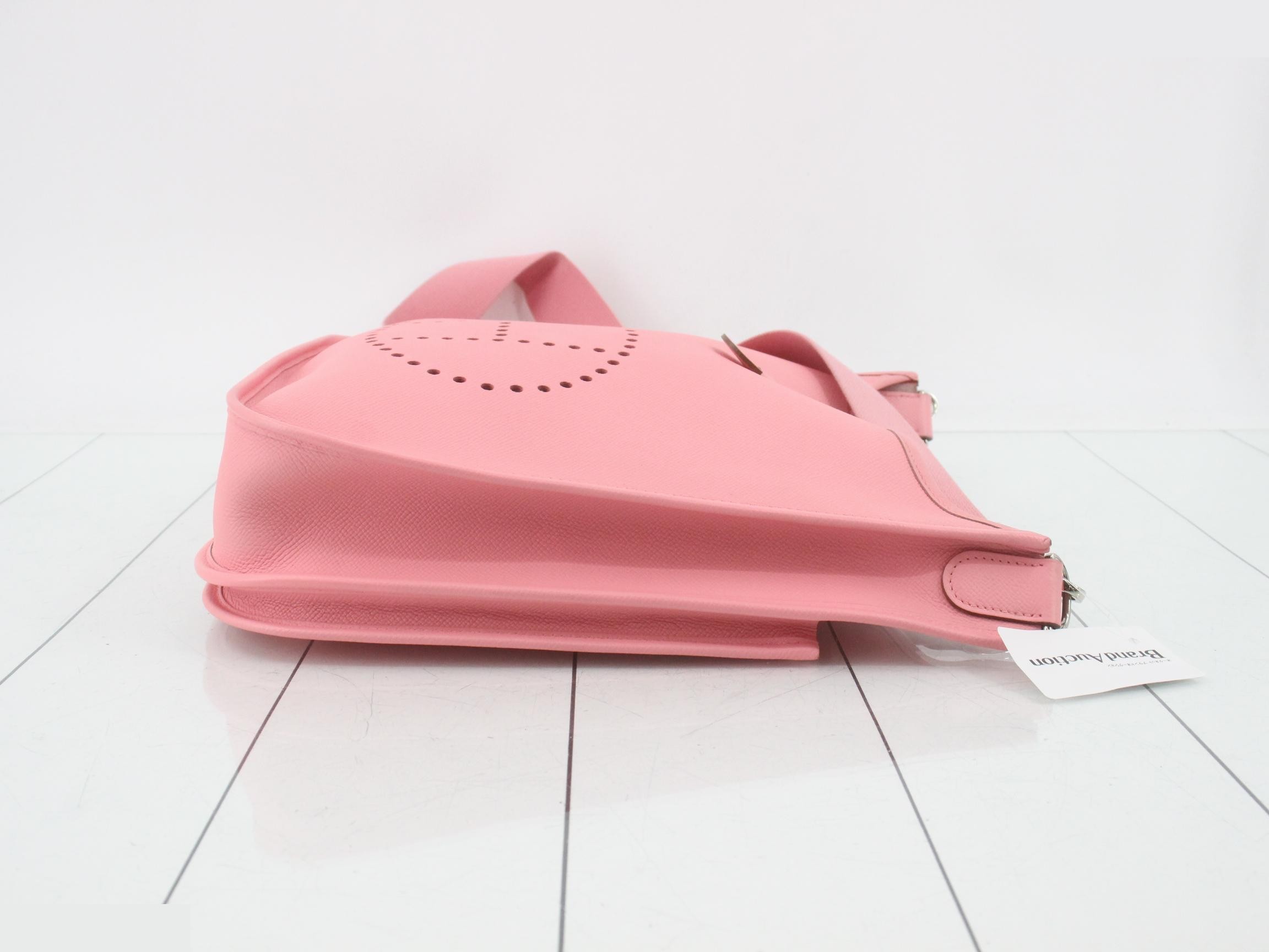 Evelyn PM Leather Shoulder Bag, R Stamp, Pink — view 3