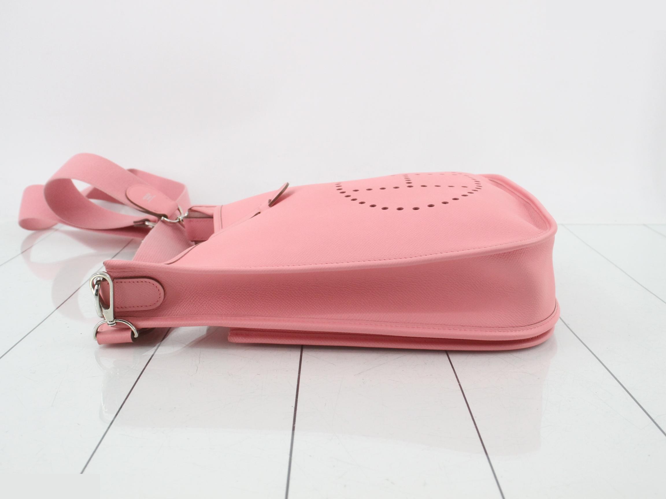 Evelyn PM Leather Shoulder Bag, R Stamp, Pink — view 4
