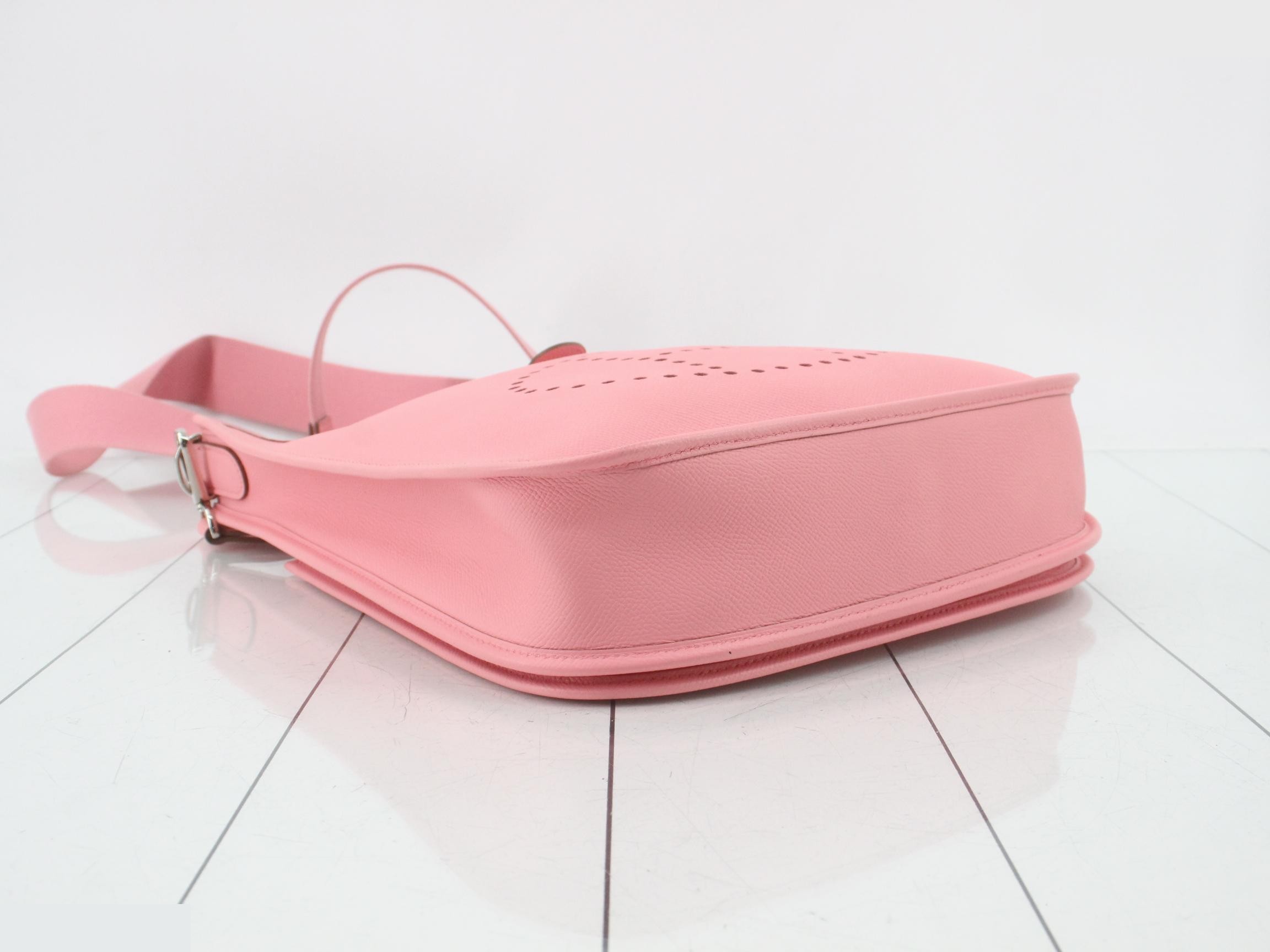 Evelyn PM Leather Shoulder Bag, R Stamp, Pink — view 5