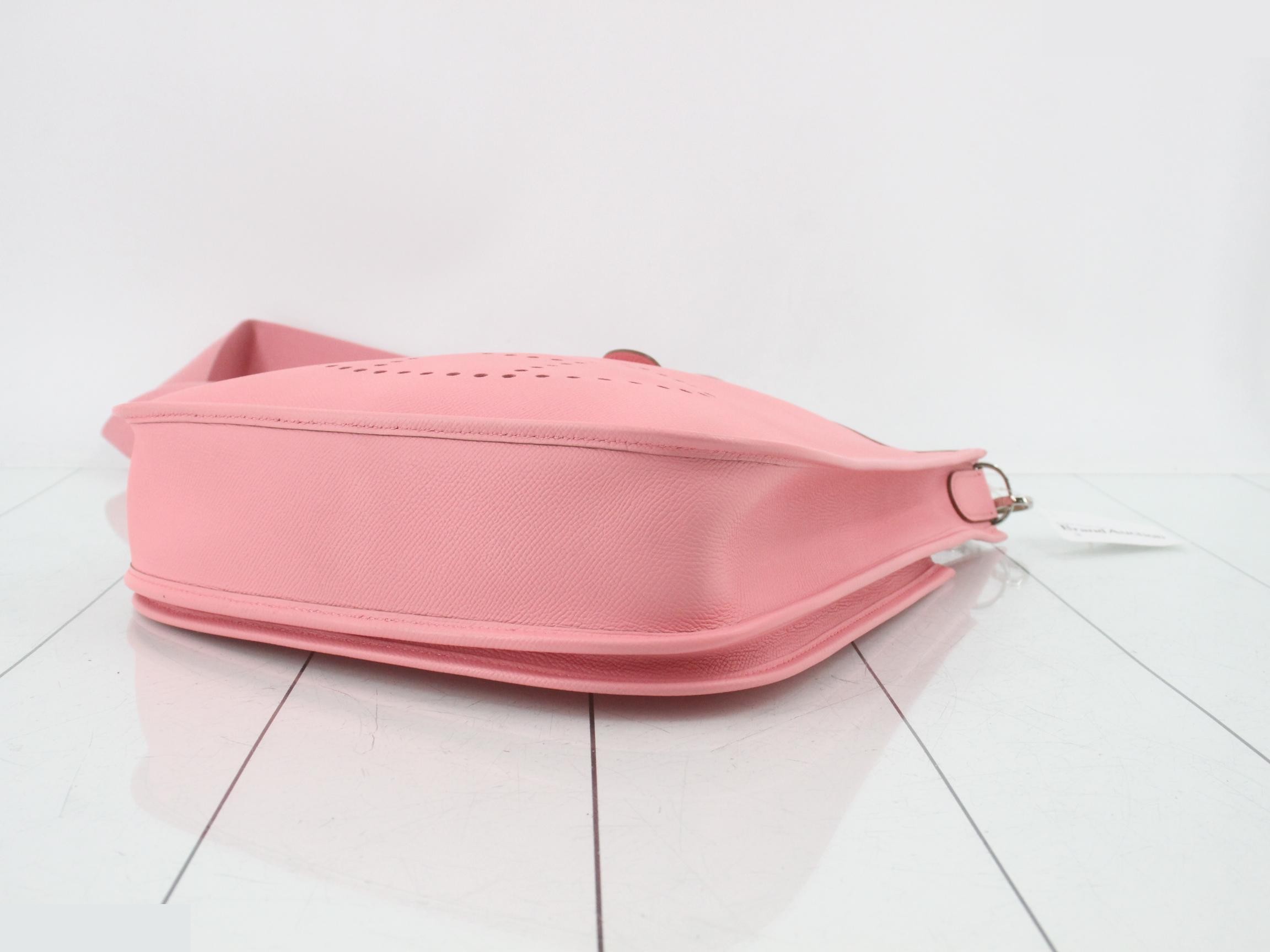 Evelyn PM Leather Shoulder Bag, R Stamp, Pink — view 6