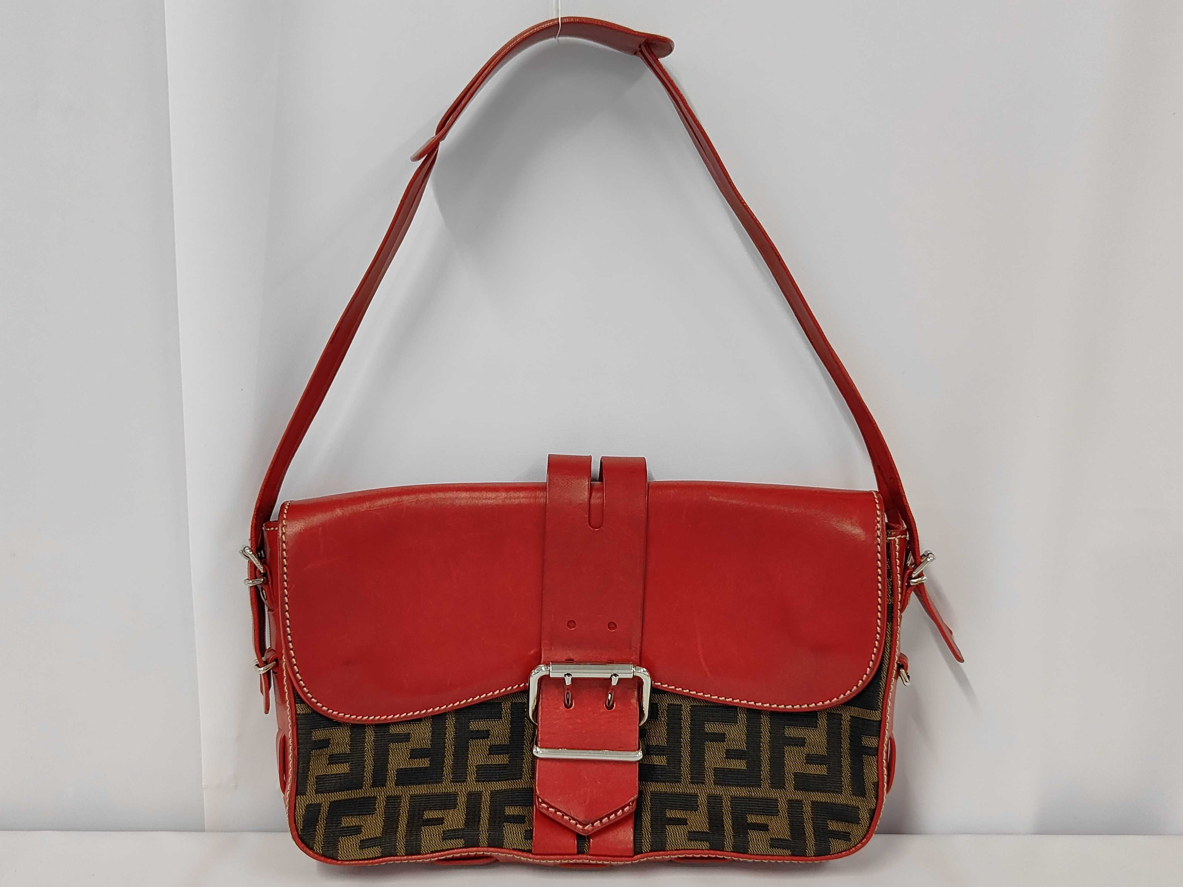 Zucca Shoulder Bag, Leather and Nylon Canvas Shoulder Bag