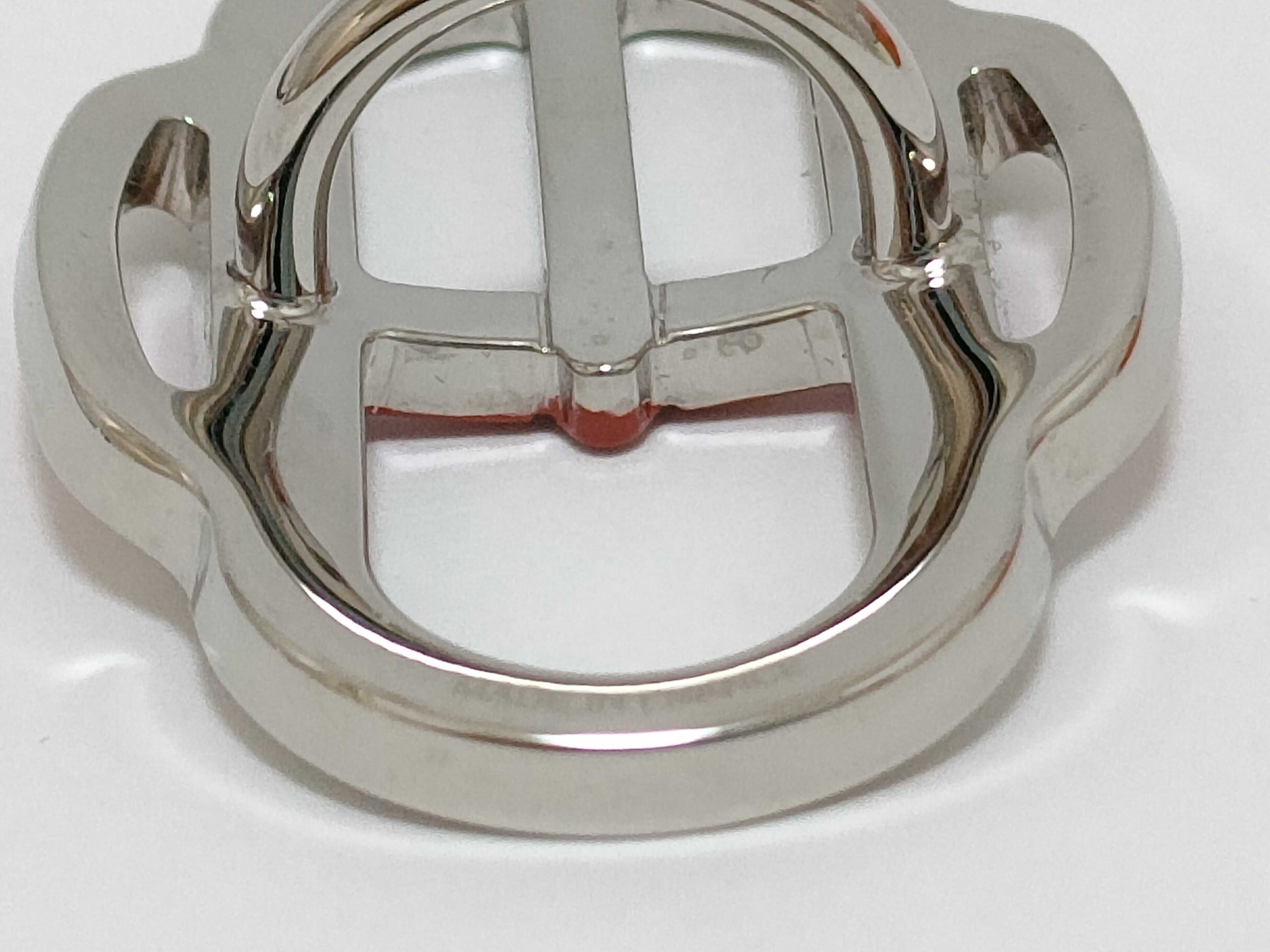 Mini Buckle Twilly Ring, Red, Silver Hardware, Hermes, Unused, Other Accessories — view 7