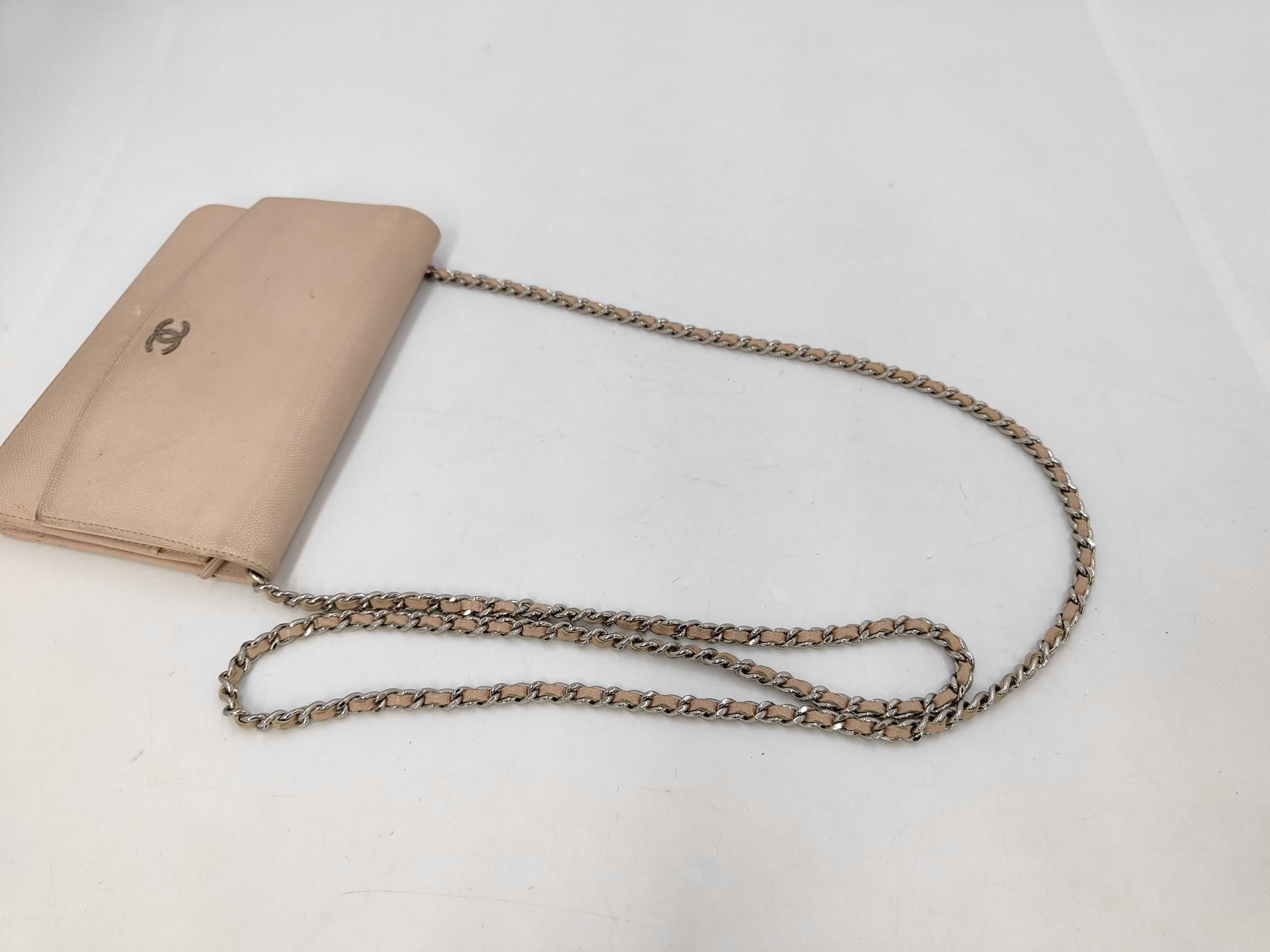 Caviar Skin Chain Wallet, Beige, Serial Number 13 (Shoulder Bag) — view 5