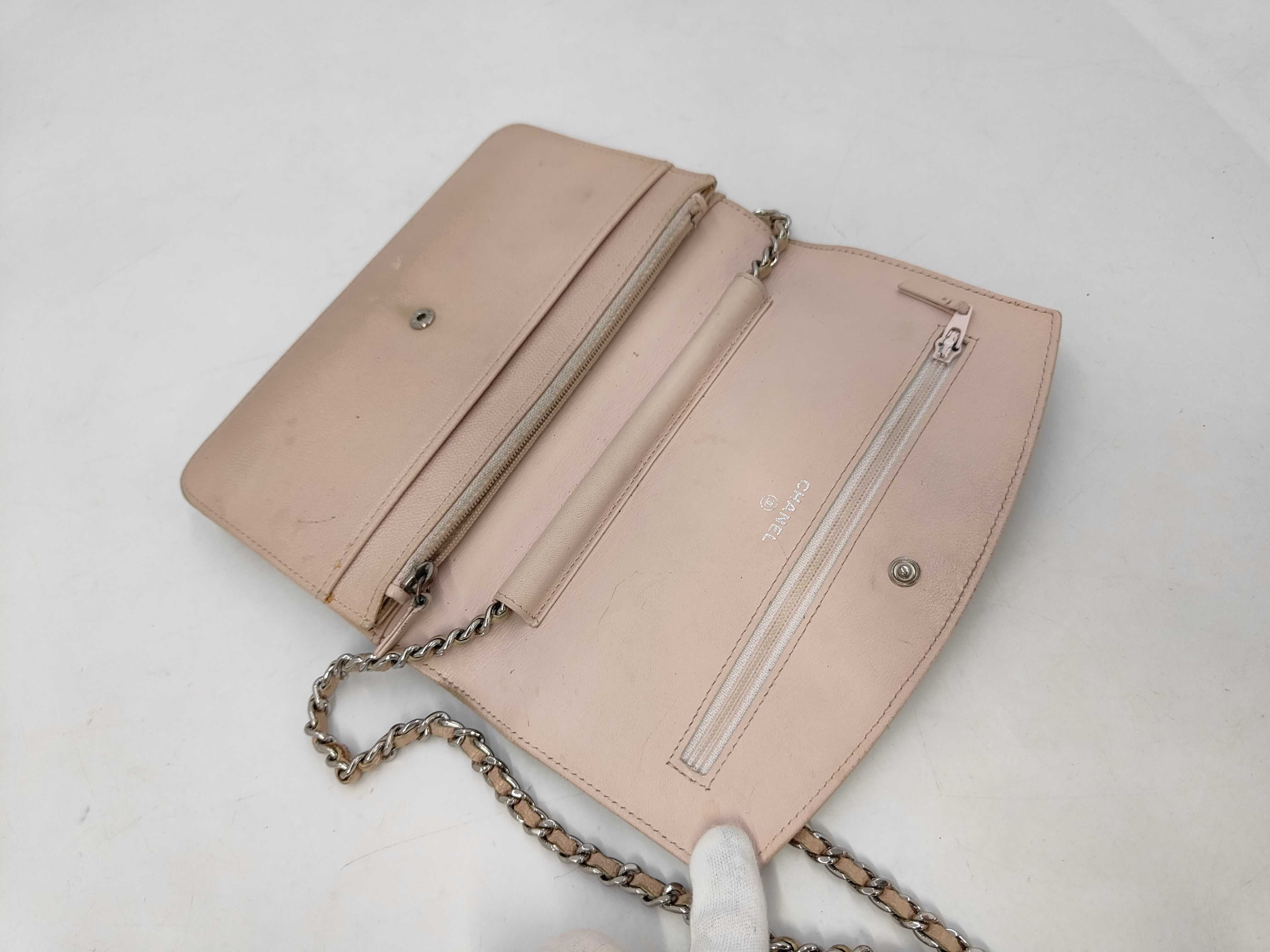 Caviar Skin Chain Wallet, Beige, Serial Number 13 (Shoulder Bag) — view 8